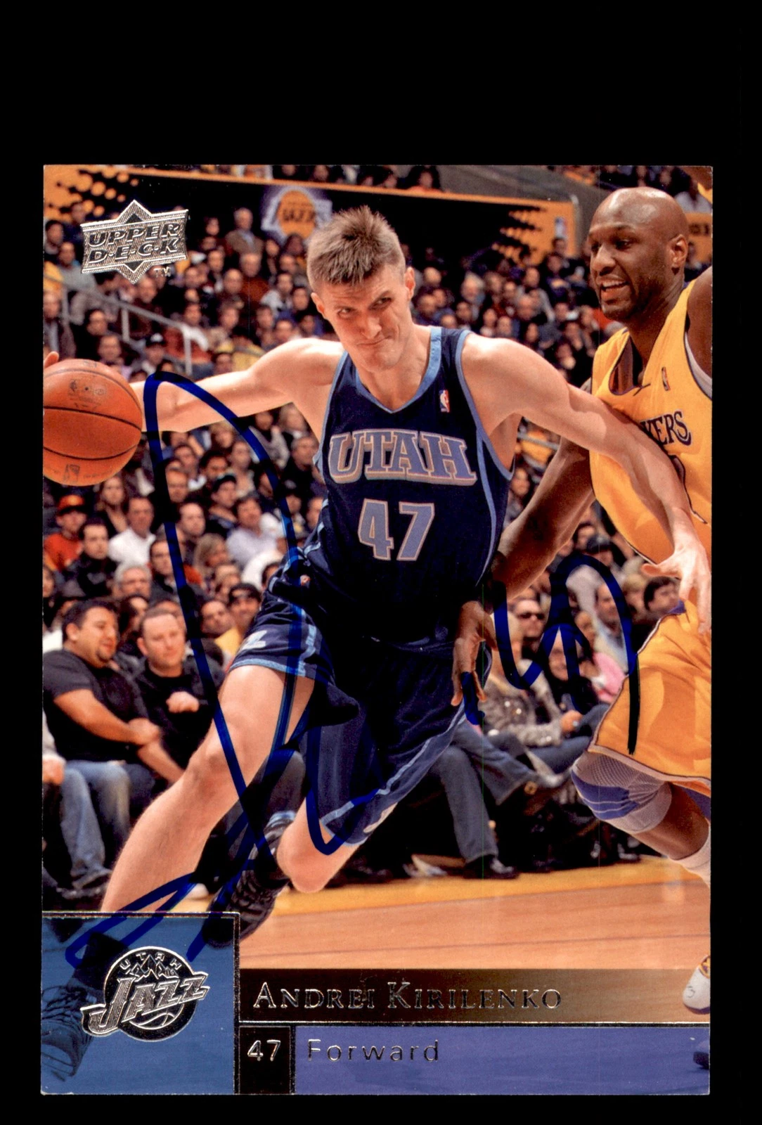 Signed Basketball Card Auto Andrei Kirilenko 2009-10 Upper Deck #193 Utah Jazz
