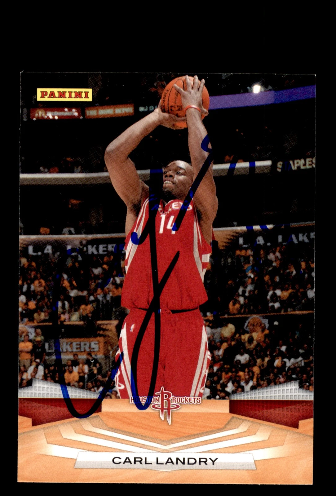 Signed Basketball Card Auto Carl Landry 2009-10 Panini #166 Houston Rockets