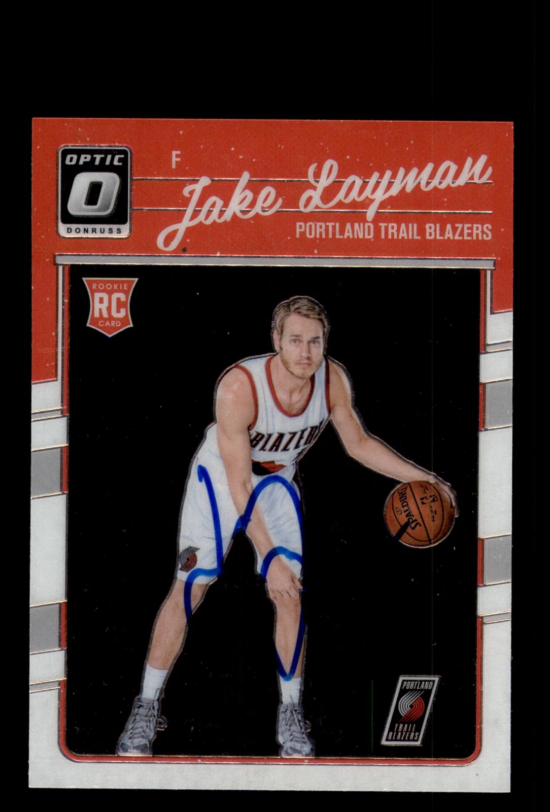 Signed Basketball Card Auto Jake Layman 2016-17 Donruss Optic #187 Trail Blazers