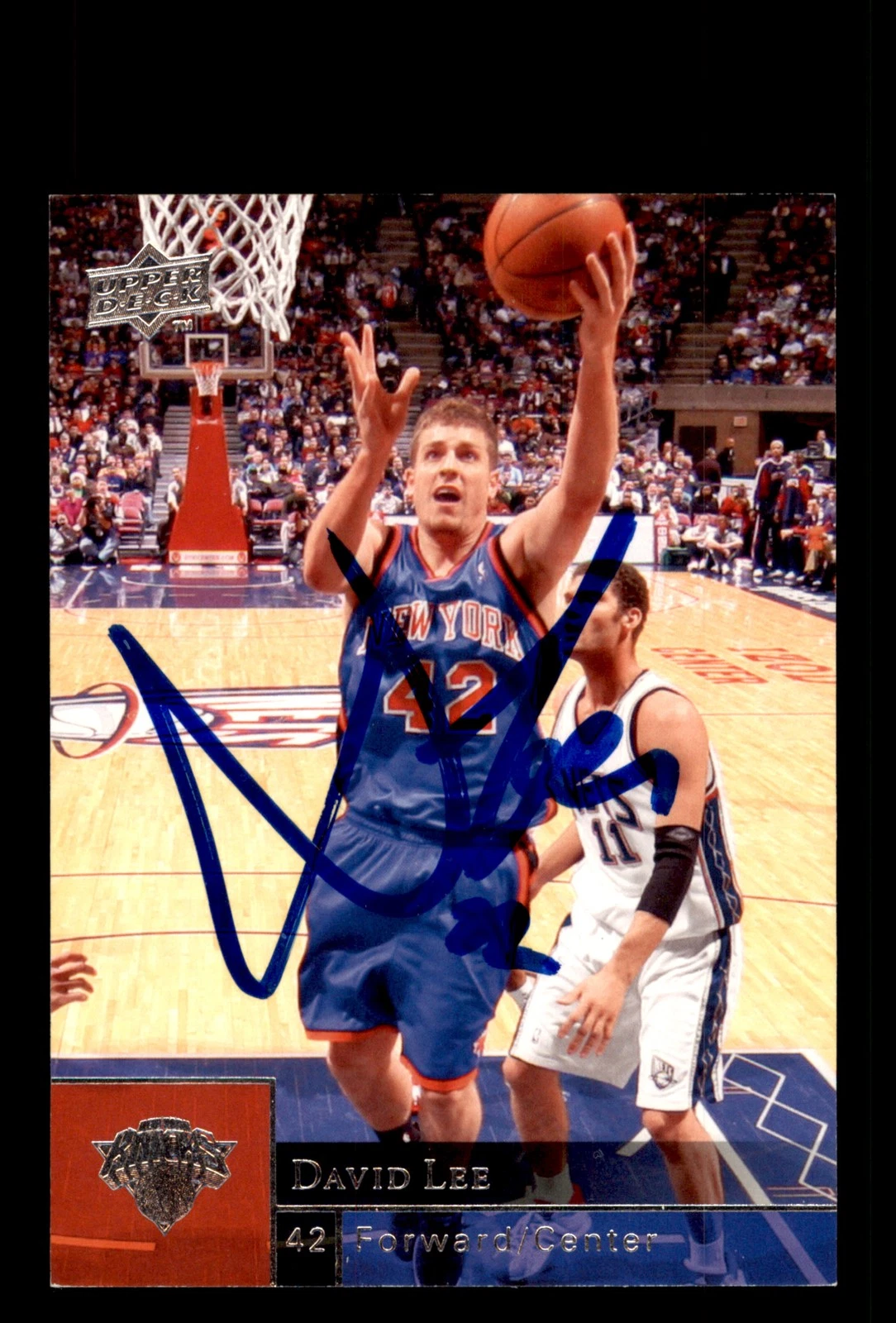 Signed Basketball Card Auto David Lee 2009-10 Upper Deck #130 New York Knicks