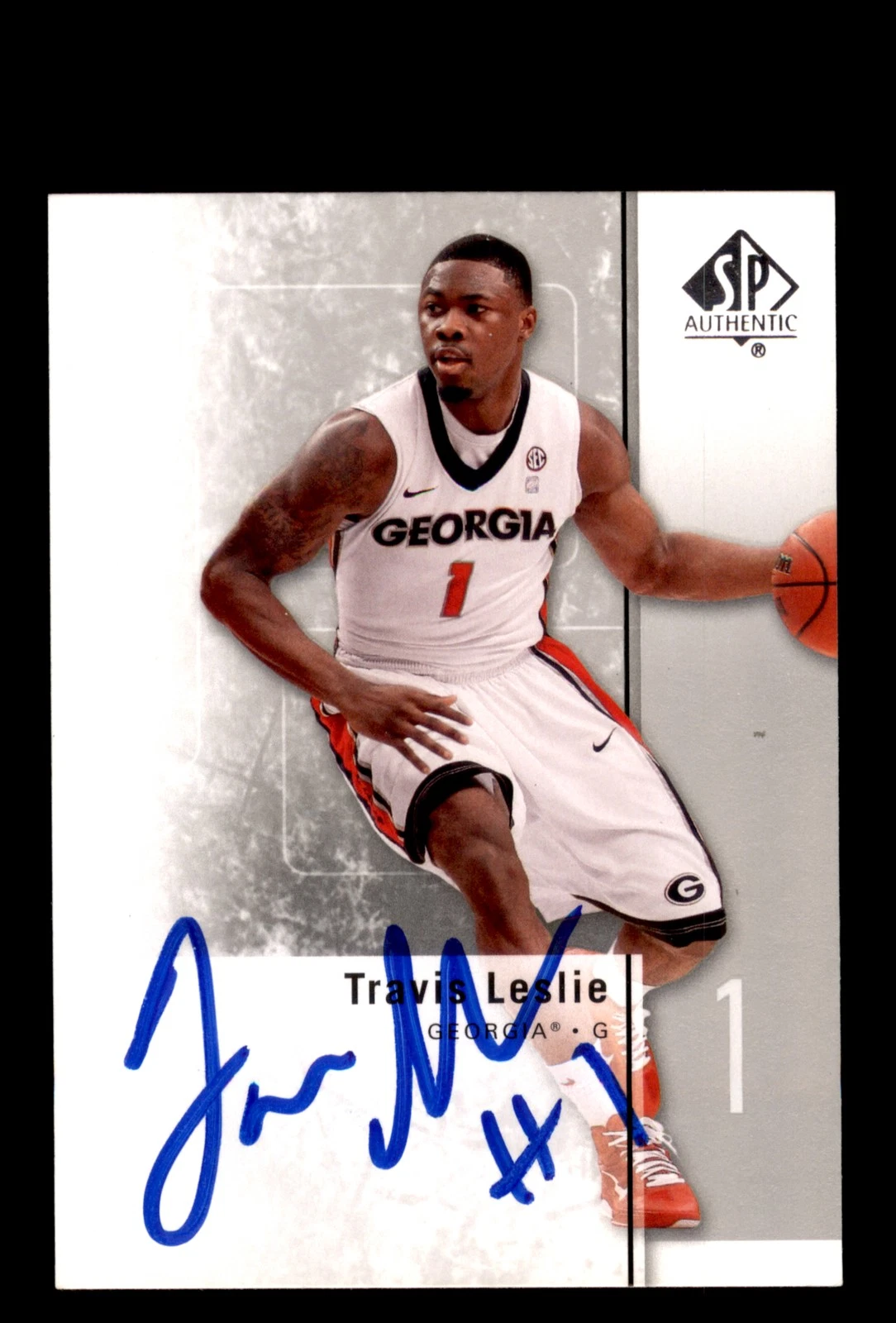 Signed Basketball Card Auto Travis Leslie 2011-12 SP Authentic #44 UGA
