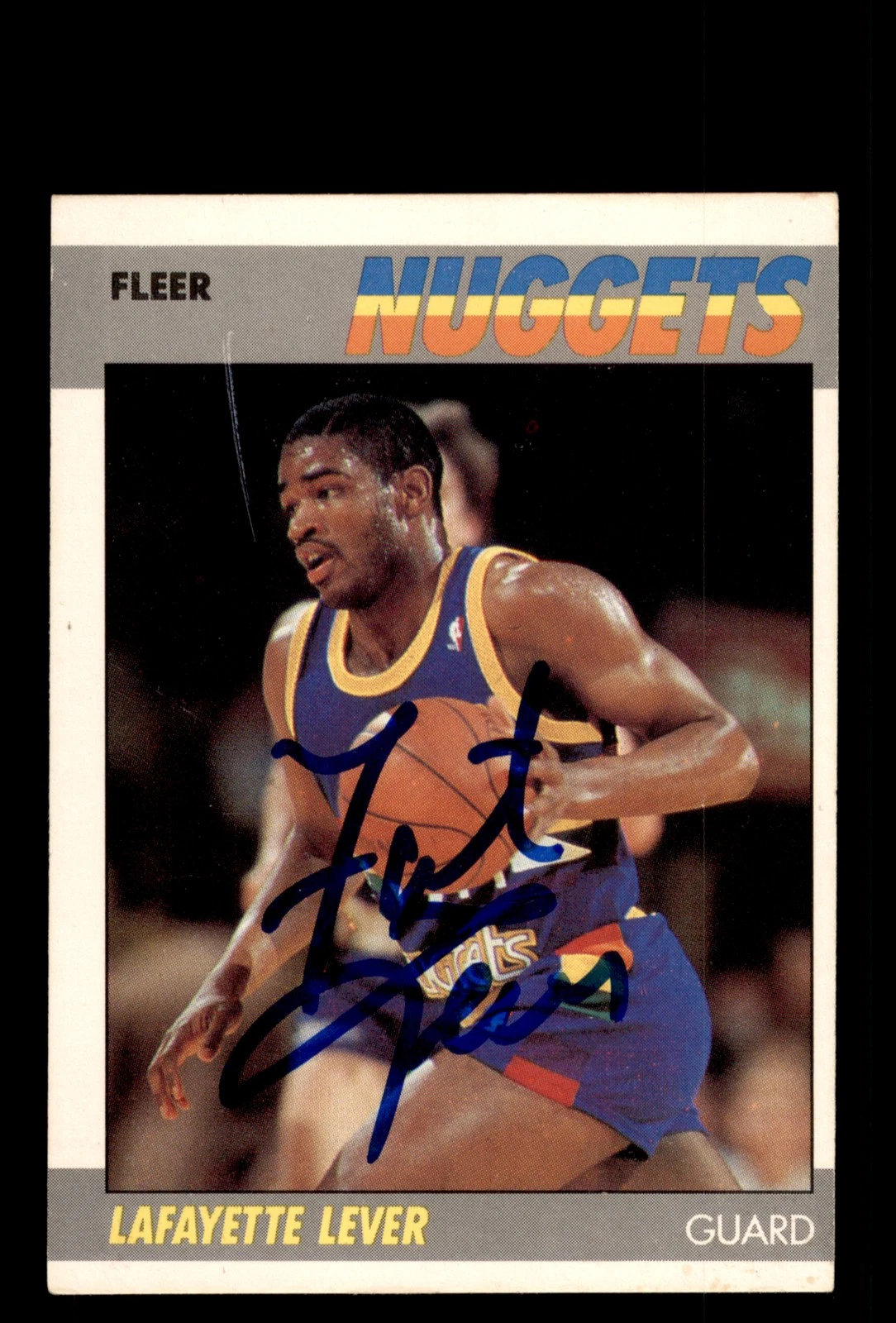 Signed Basketball Card Auto Lafayette Lever 1987-88 Fleer #62 *IMPERFECT