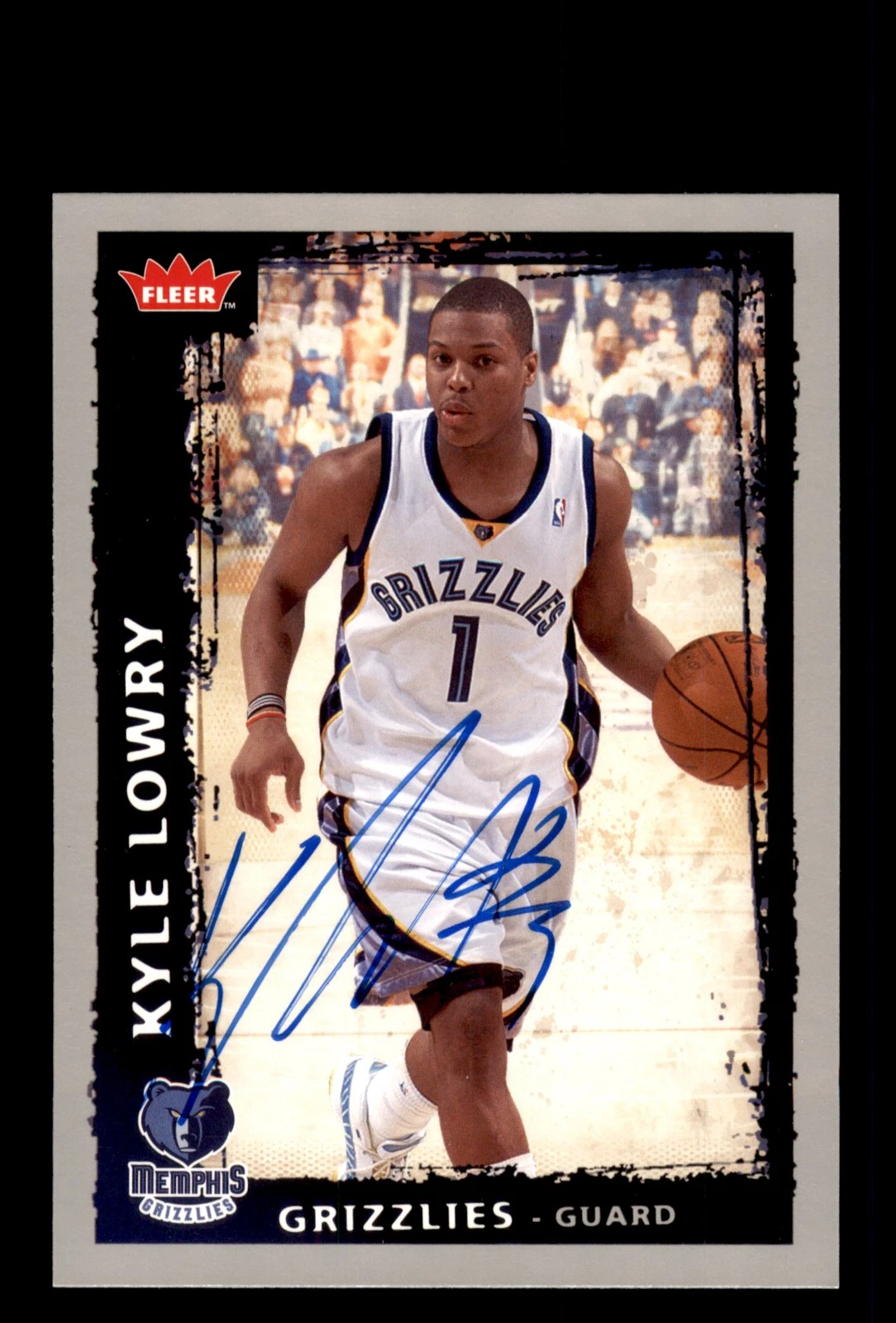 Signed Basketball Card Auto Kyle Lowry 2008-09 Fleer #191 Memphis Grizzlies