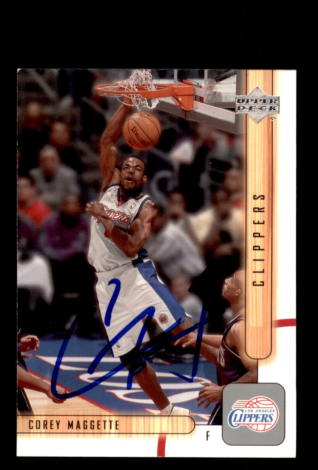 Signed Basketball Card Auto Corey Maggette 2001-02 Upper Deck #71 Clippers