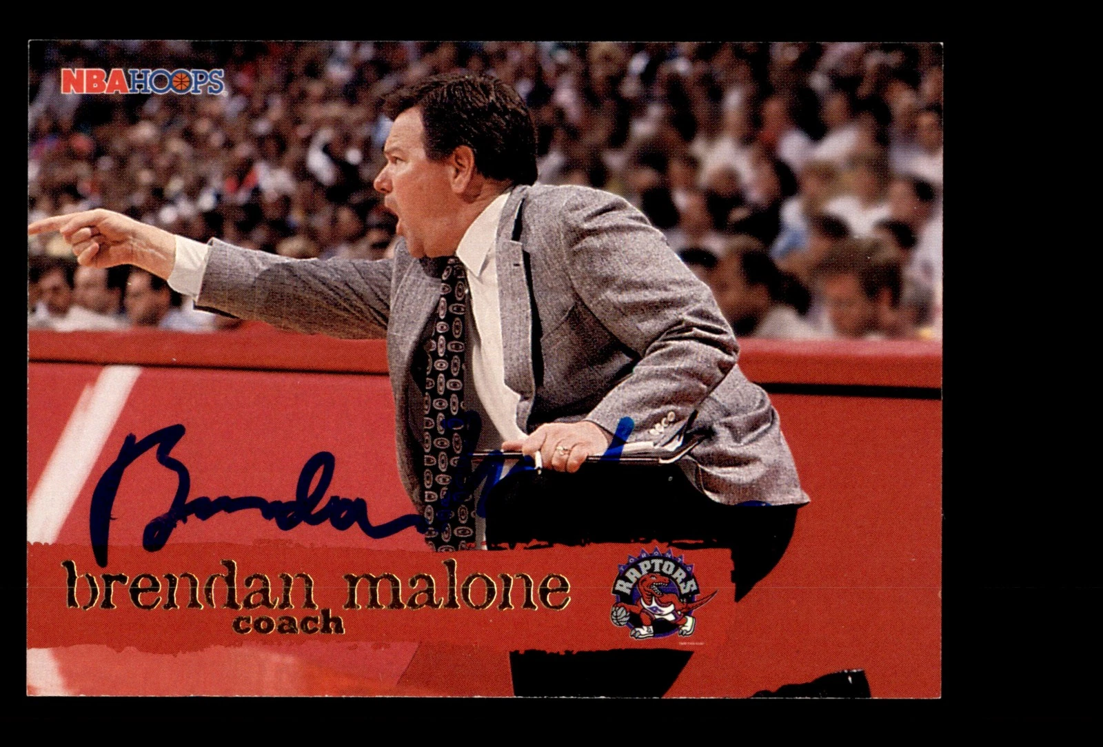 Signed Basketball Card Auto Brendan Malone 1995-96 Hoops #194 Toronto Raptors