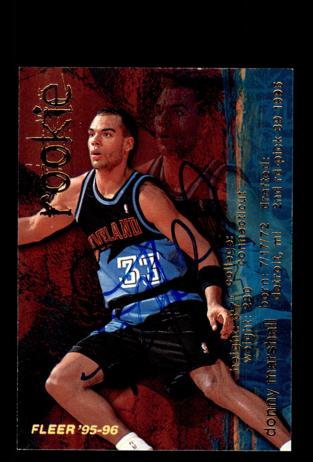 Signed Basketball Card Auto Donny Marshall 1995-96 Fleer #297 Cavaliers