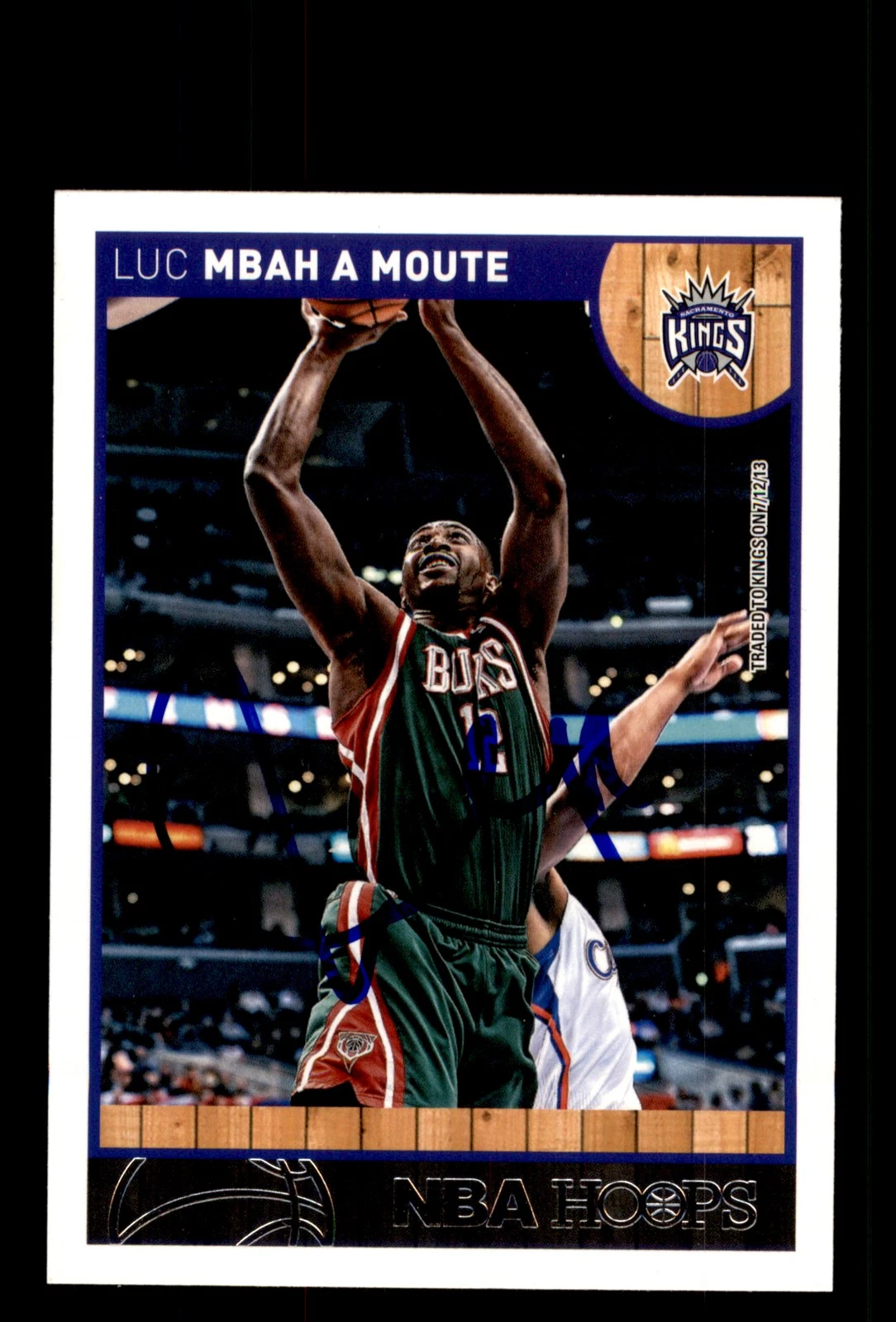 Signed Basketball Card Auto Luc Mbah a Moute 2013-14 Hoops #112 Sacramento Kings