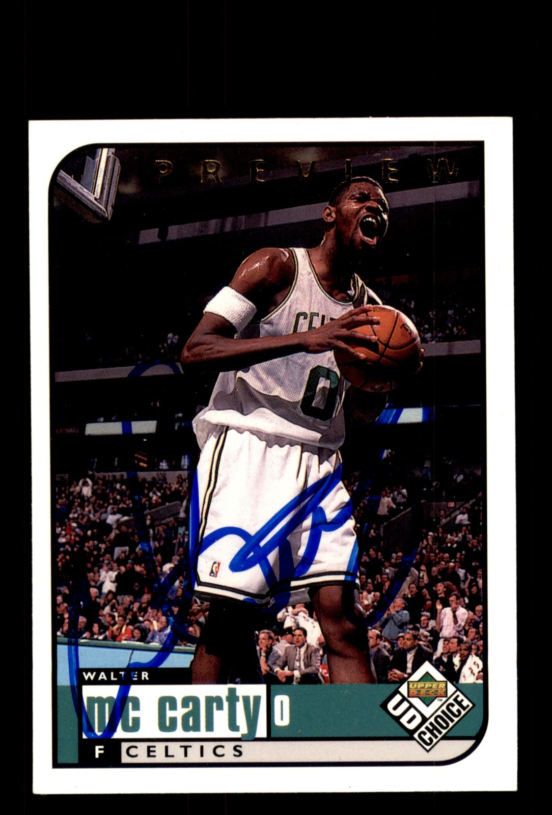 Signed Basketball Card Auto Walter McCarty 1998-99 UD Choice #9 Boston Celtics