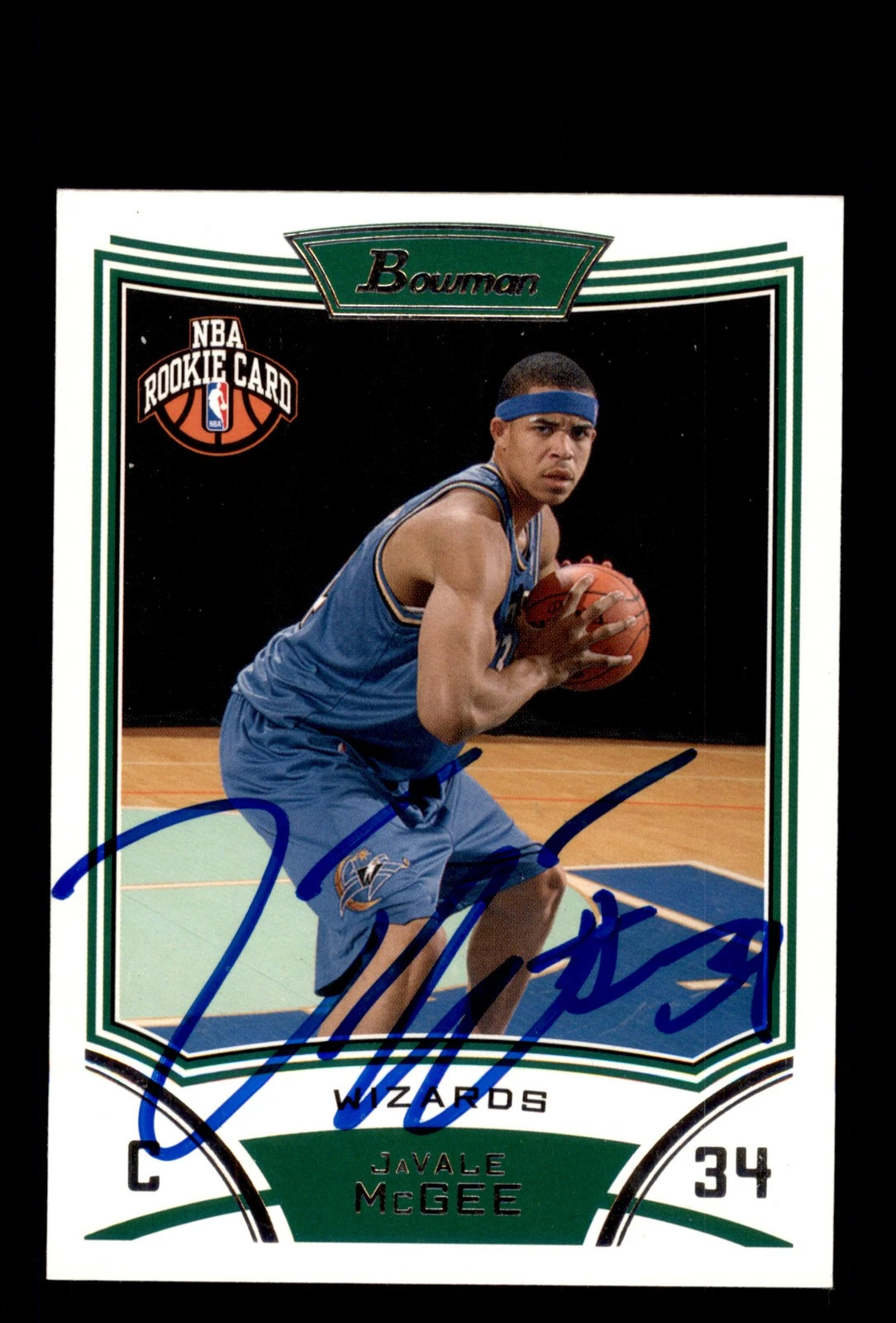 Signed Basketball Card Auto JaVale McGee 2008-09 Bowman #127 Washington Wizards