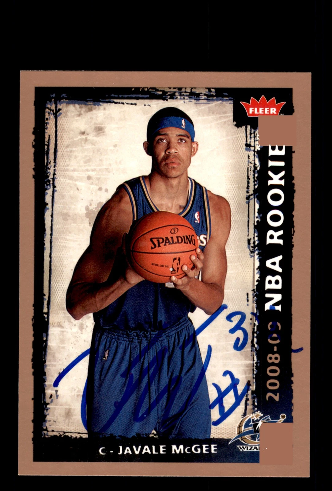Signed Basketball Card Auto Javale McGee 2008-09 Fleer #218 Washington Wizards