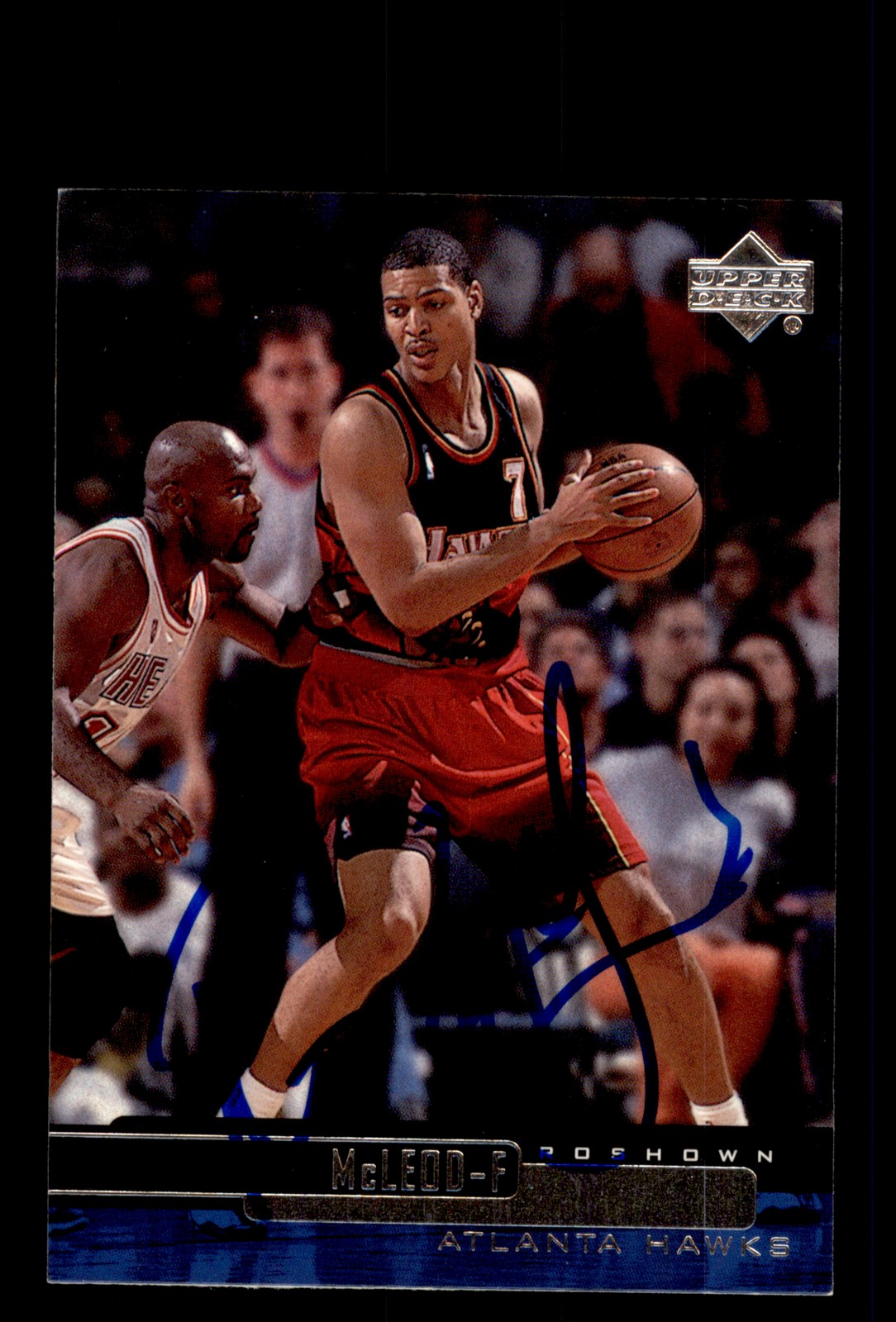 Signed Basketball Card Auto Roshown McLeod 1999-00 Upper Deck #1 Hawks
