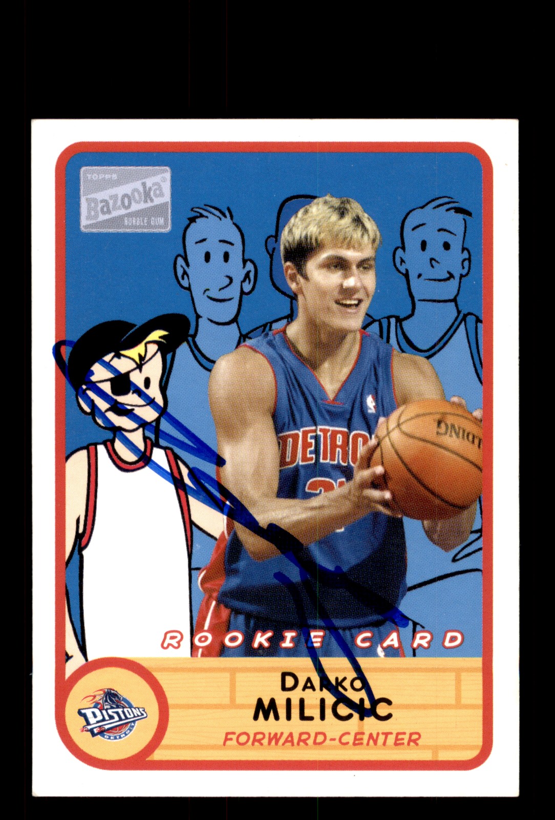 Signed Basketball Card Auto Darko Milicic 2003-04 Bazooka #277 Detroit Pistons