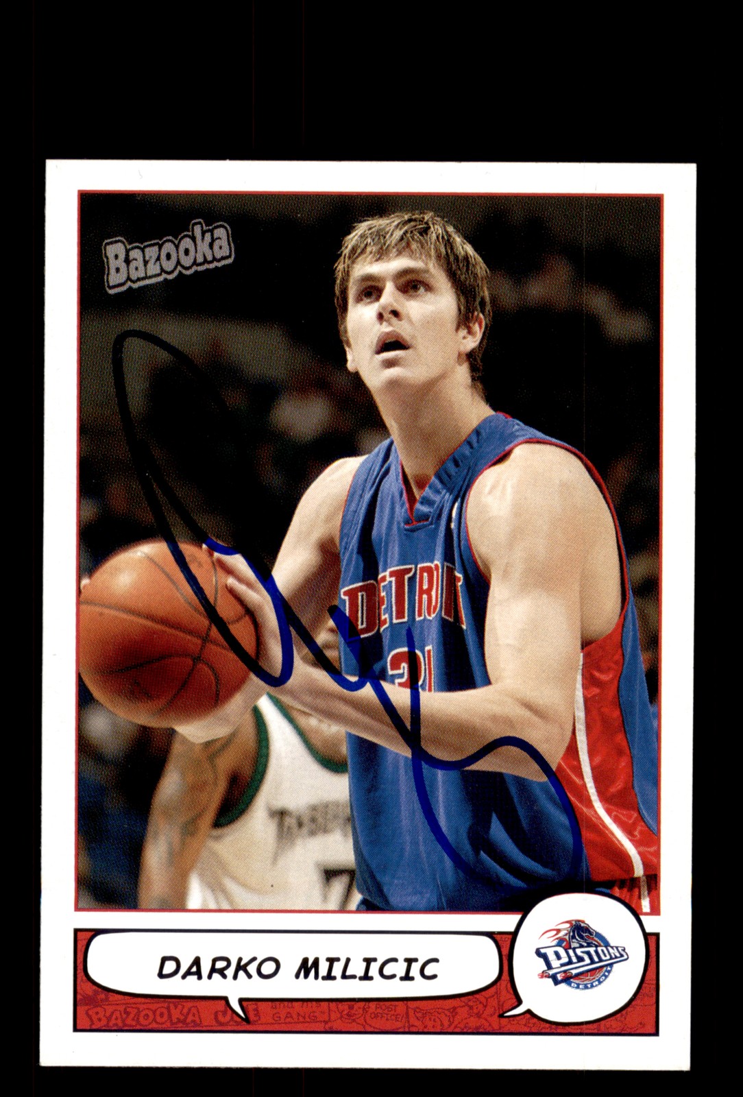 Signed Basketball Card Auto Darko Milicic 2004-05 Bazooka #165 Detroit Pistons