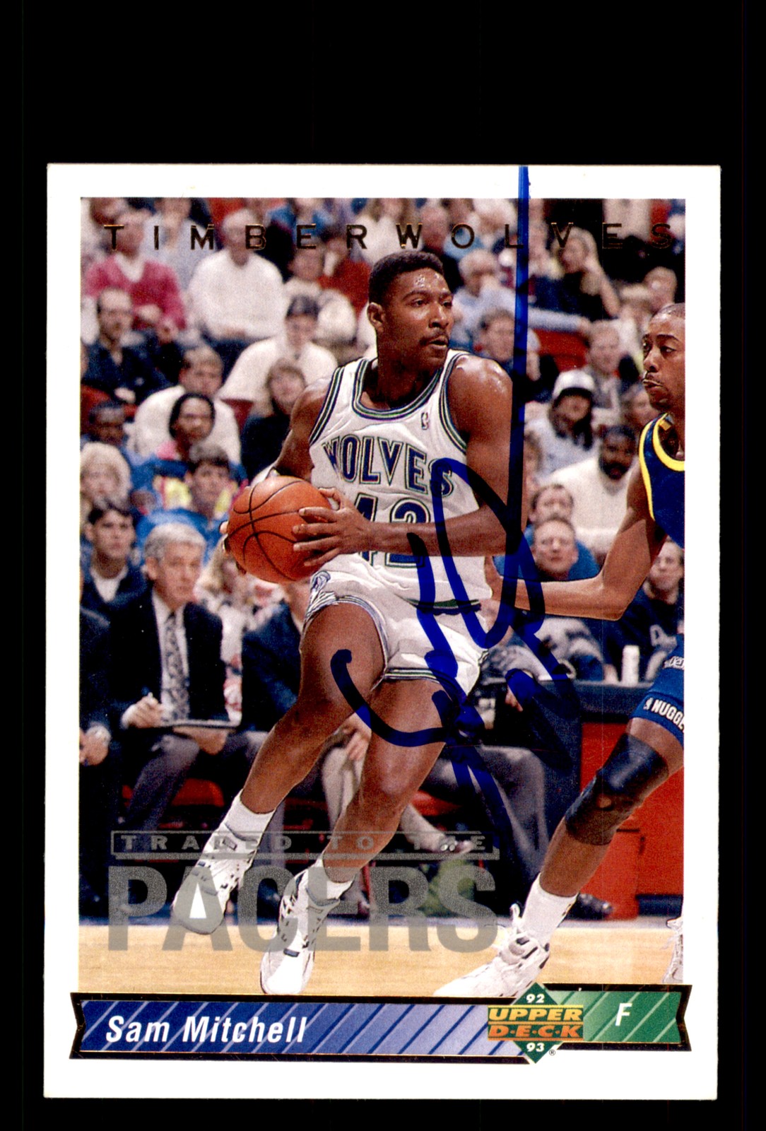 Signed Basketball Card Auto Sam Mitchell 1992-93 Upper Deck #188 Indiana Pacers