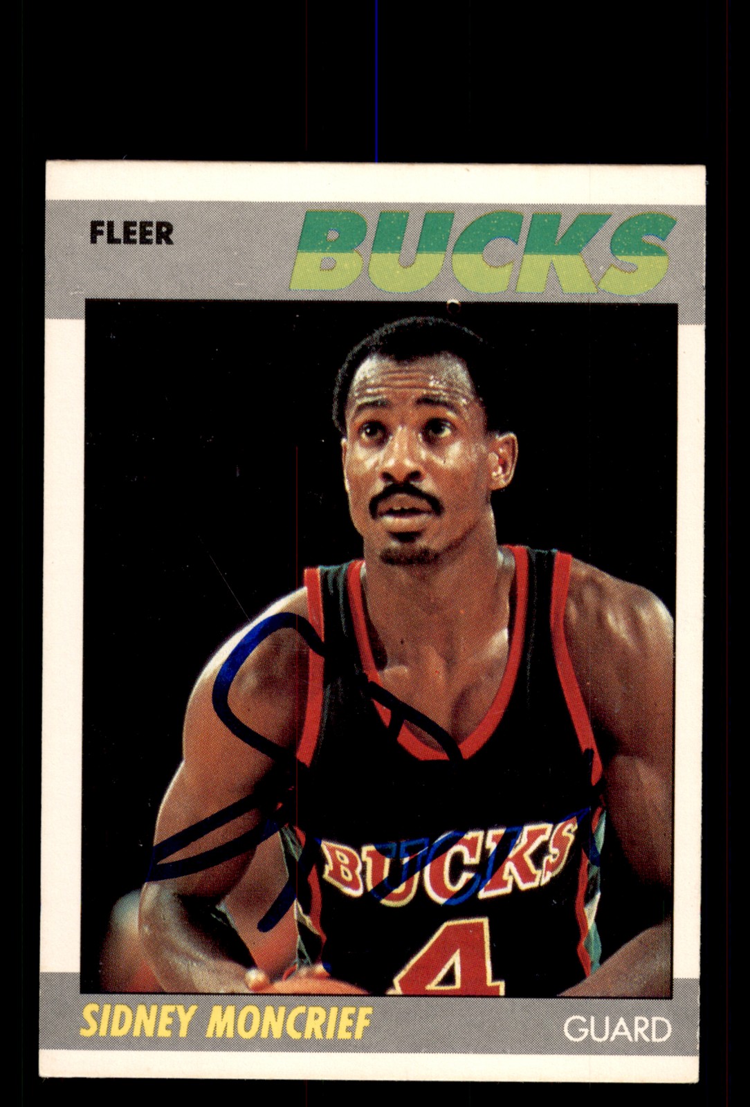 Signed Basketball Card Auto Sidney Moncrief 1987-88 Fleer #76 Milwaukee Bucks
