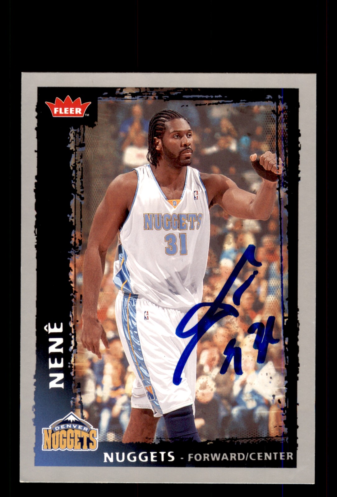 Signed Basketball Card Auto Nene 2008-09 Fleer #151 Denver Nuggets