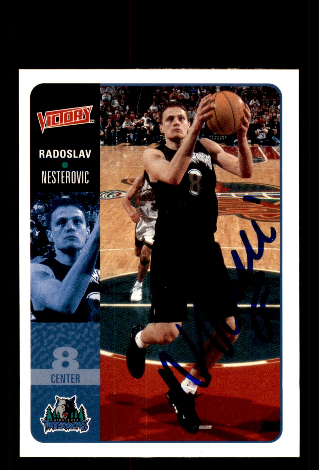 Signed Basketball Card Auto Rasho Nesterovic 2000-01 Upper Deck Victory #127