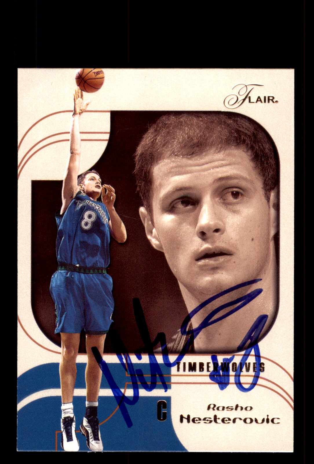 Signed Basketball Card Auto Rasho Nesterovic 2002-03 Flair #71 Timberwolves