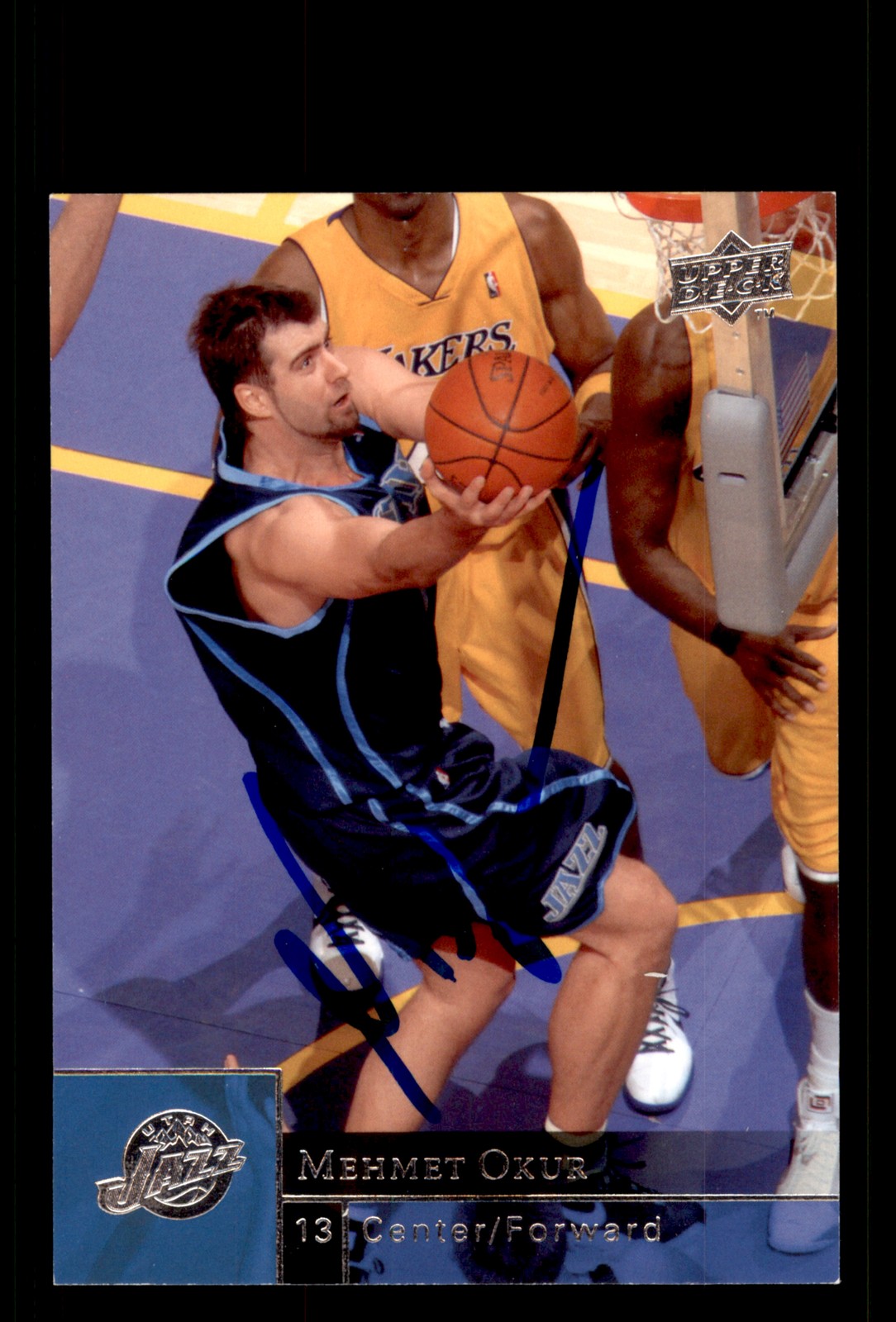 Signed Basketball Card Auto Mehmet Okur 2009-10 Upper Deck #191 Utah Jazz