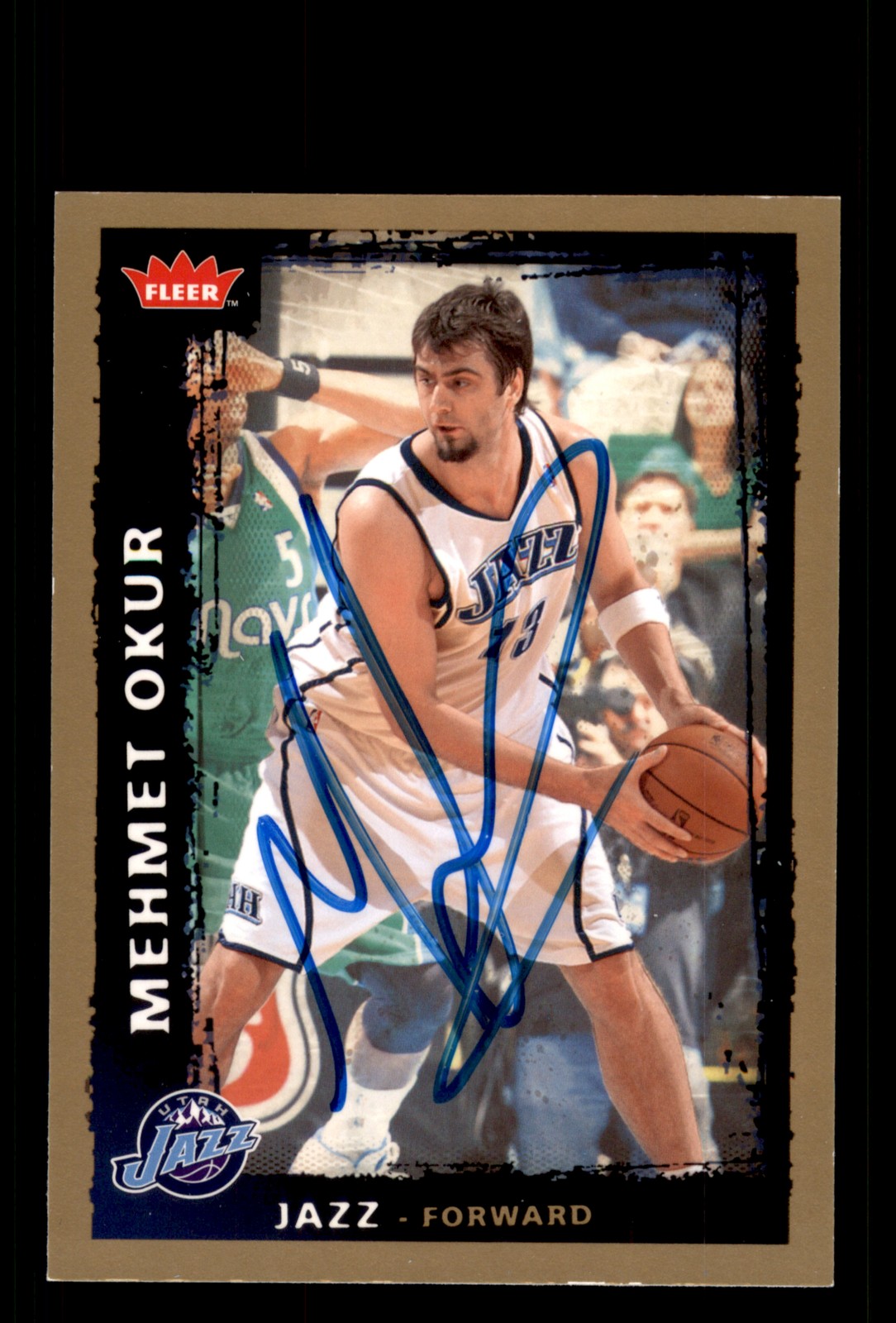 Signed Basketball Card Auto Mehmet Okur 2008-09 Fleer #122 Jazz Glossy