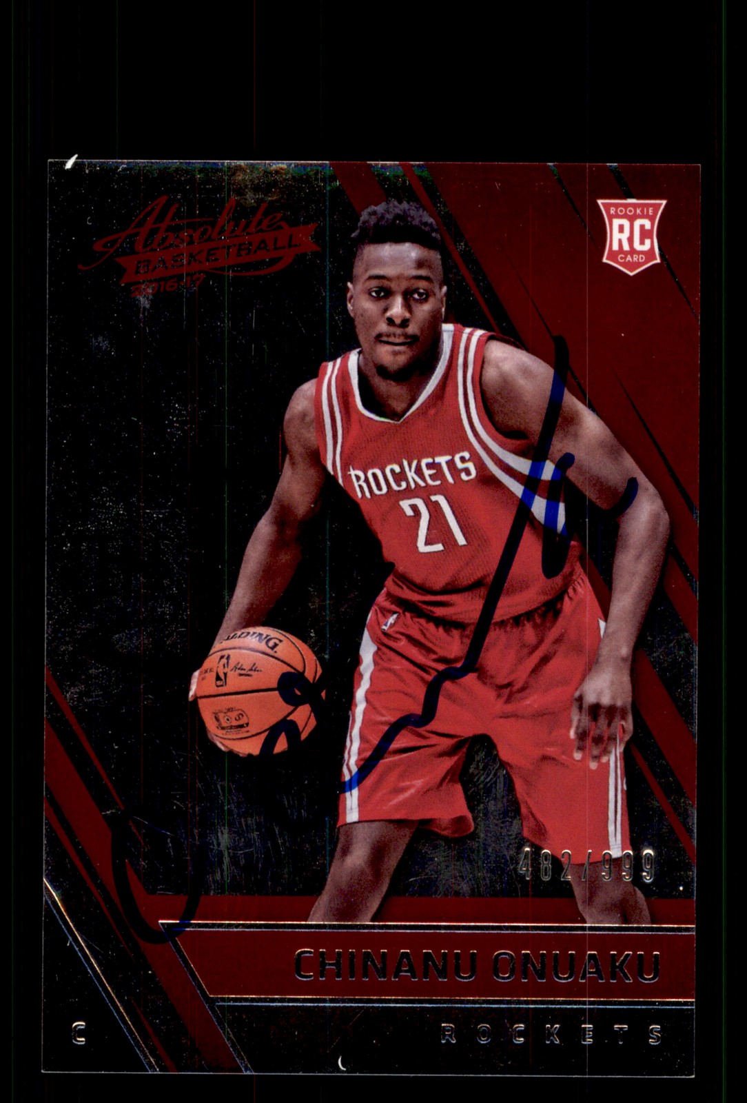 Signed Basketball Card Auto Chinanu Onuaku 2016-17 Panini Absolute #196 Rockets
