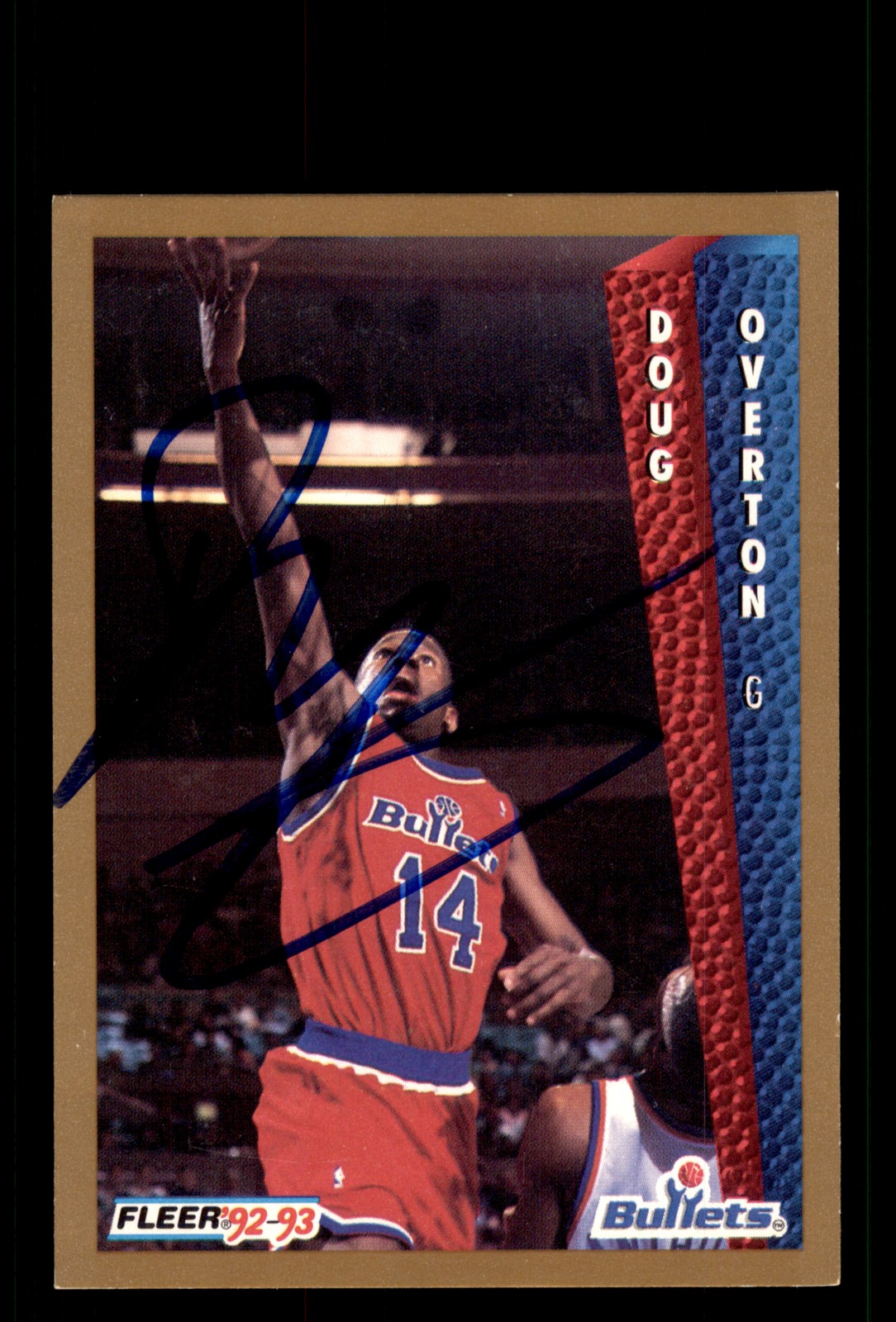 Signed Basketball Card Auto Doug Overton 1992-93 Fleer #441 Washington Bullets