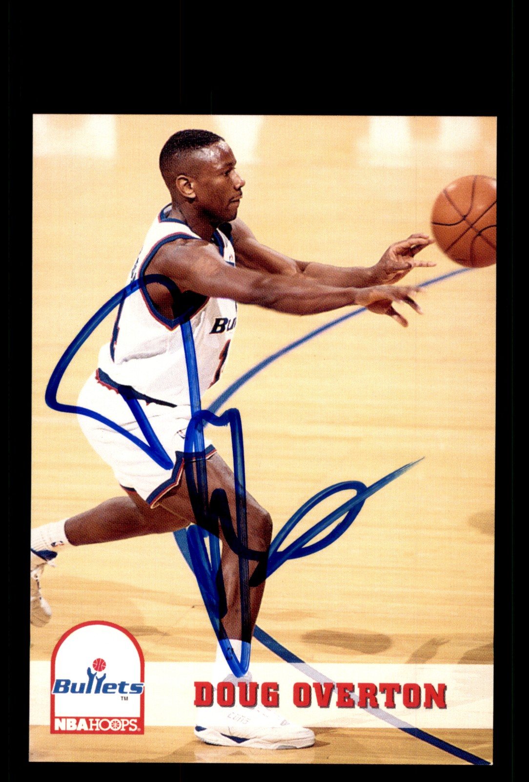 Signed Basketball Card Auto Doug Overton 1993-94 Hoops #226 Washington Bullets