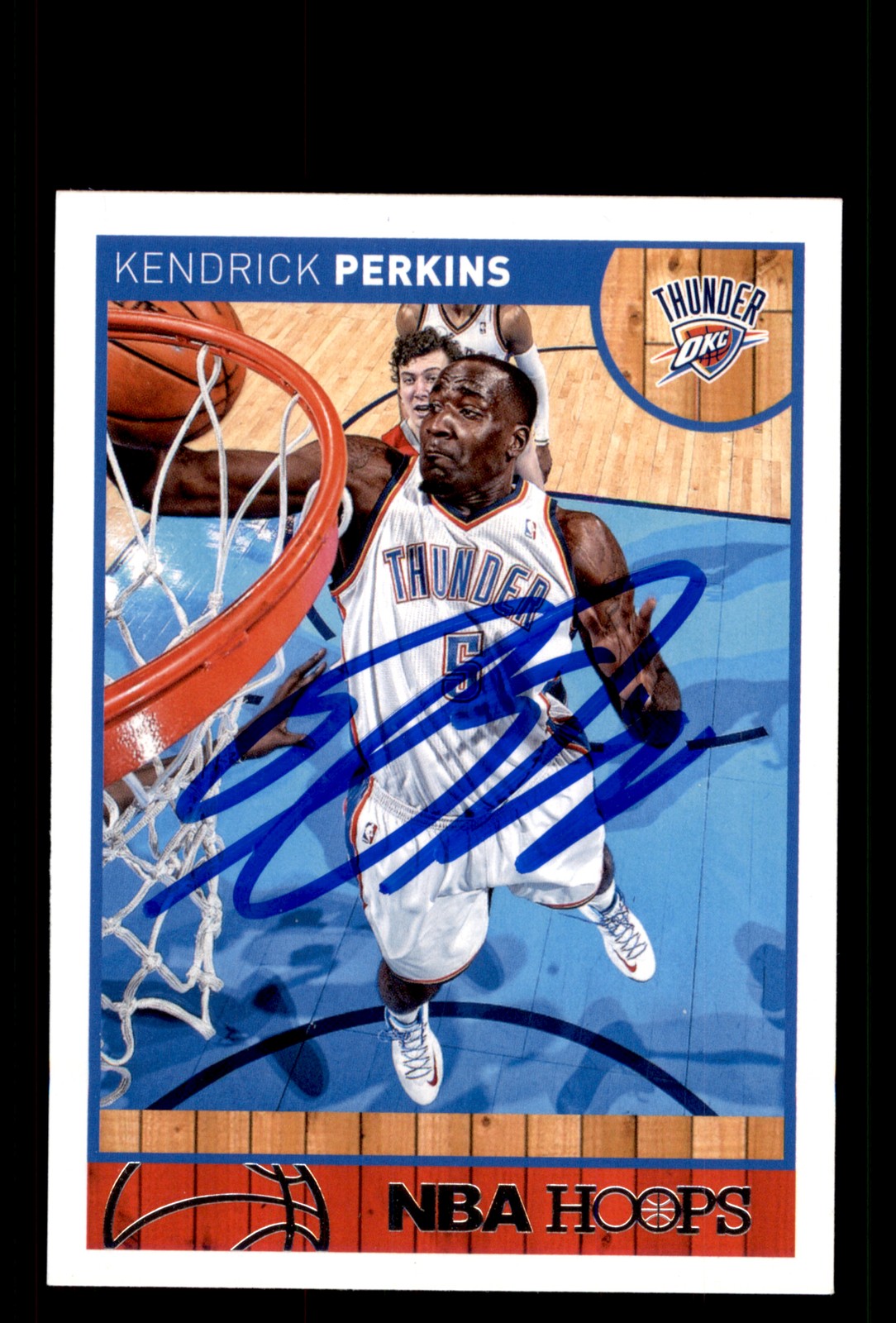 Signed Basketball Card Auto Kendrick Perkins 2013-14 Hoops #88 Thunder