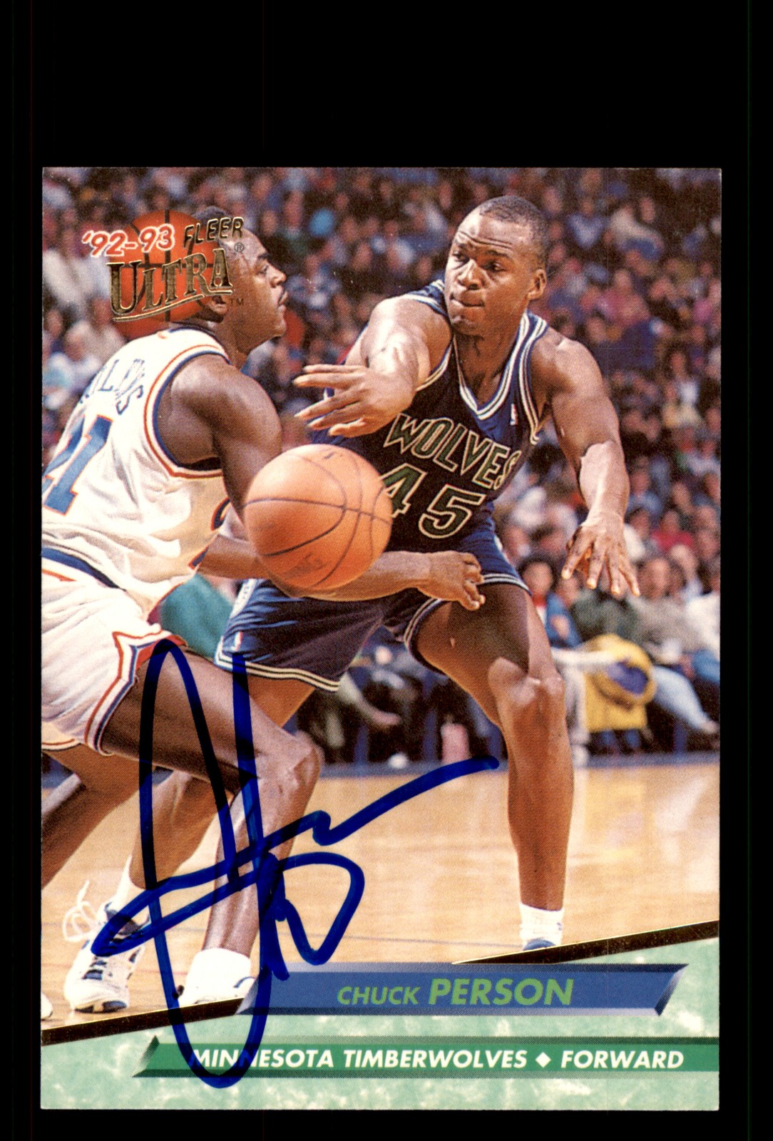 Signed Basketball Card Auto Chuck Person 1992-93 Ultra #307 Timberwolves