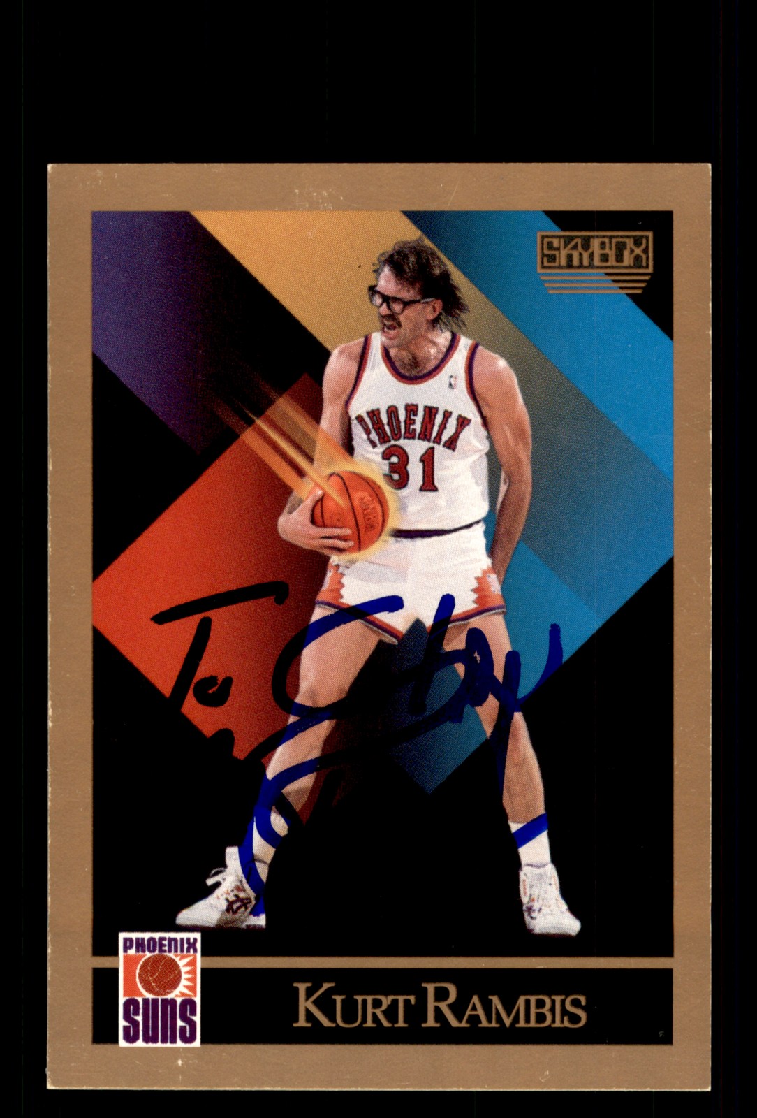 Signed Basketball Card Auto Kurt Rambis 1990-91 SkyBox #229 Phoenix Suns