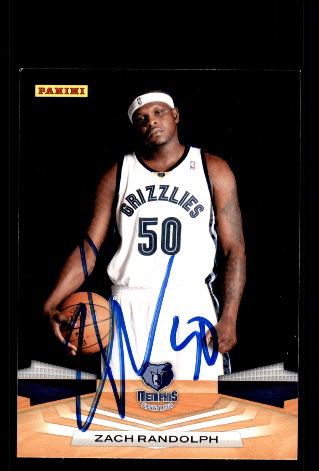 Signed Basketball Card Auto Zach Randolph 2009-10 Panini #181 Memphis Grizzlies