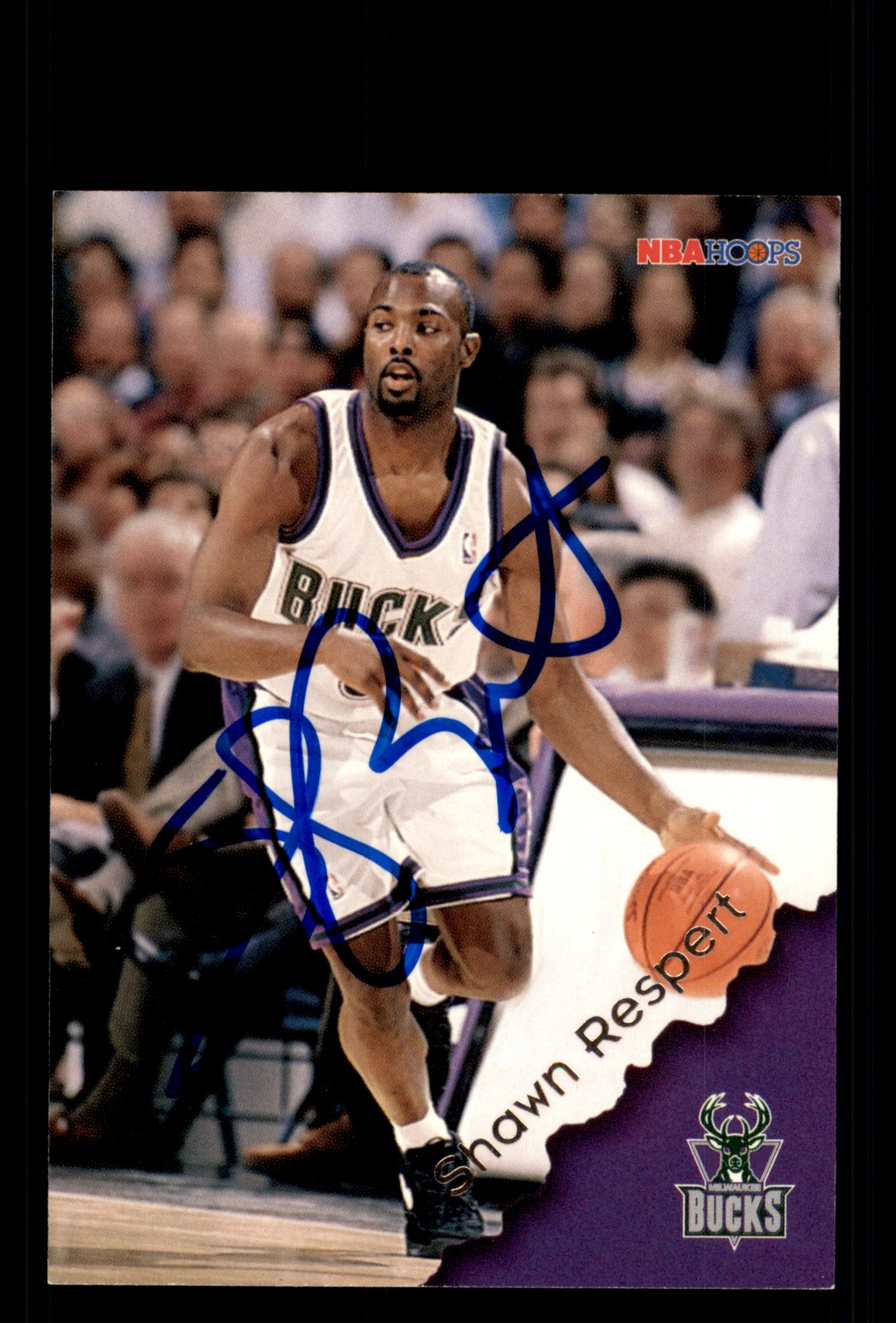 Signed Basketball Card Auto Shawn Respert 1996-97 Hoops #90 Milwaukee Bucks