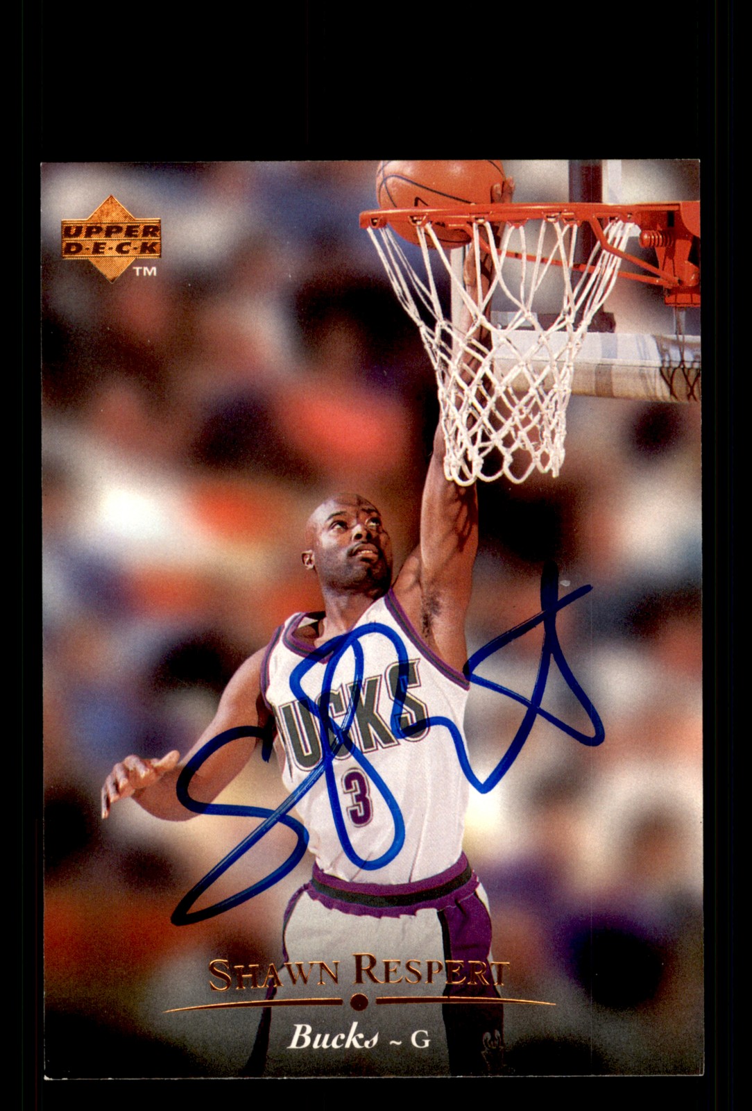 Signed Basketball Card Auto Shawn Respert 1995-96 Upper Deck #131 Bucks