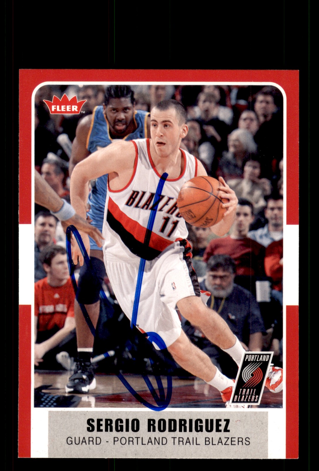 Signed Basketball Card Auto Sergio Rodriguez 2007-08 Fleer #117 Trail Blazers