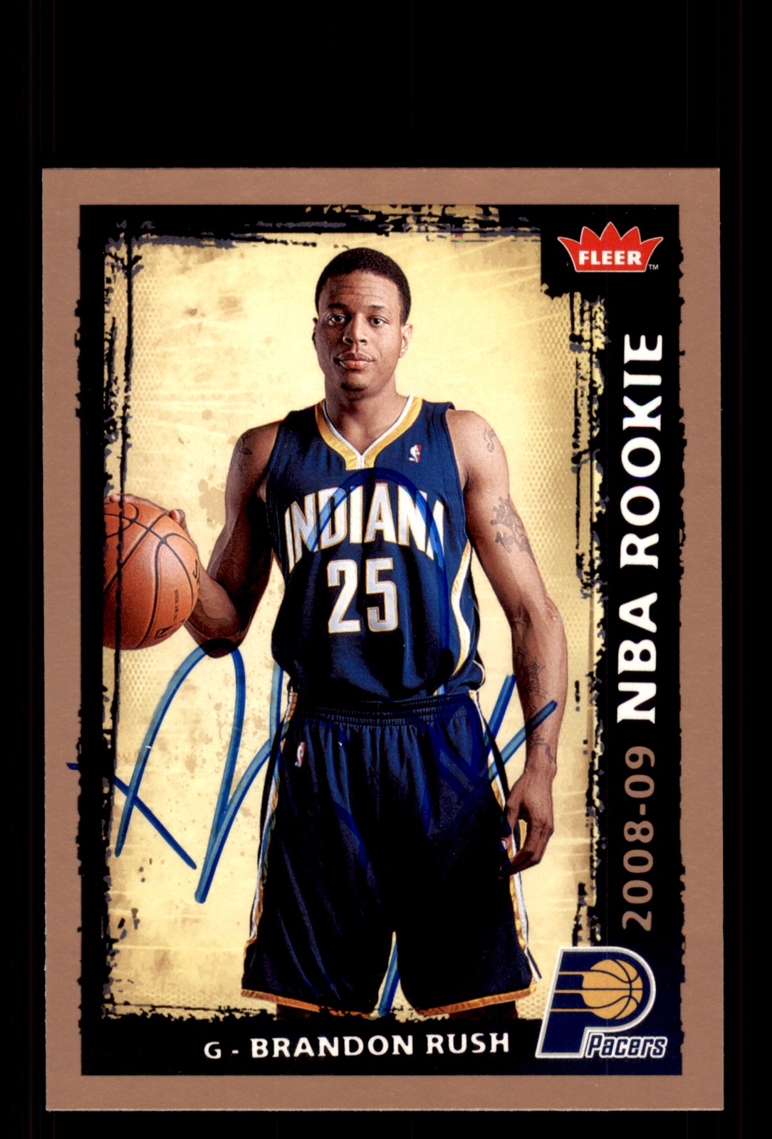 Signed Basketball Card Auto Brandon Rush 2008-09 Fleer #213 Indiana Pacers