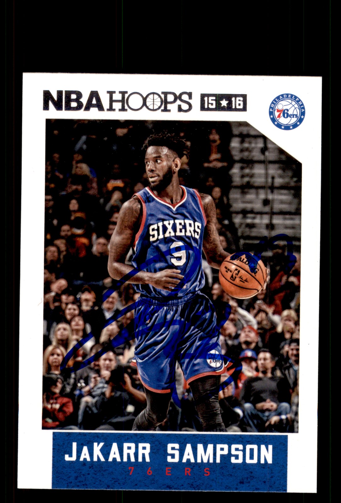 Signed Basketball Card Auto JaKarr Sampson 2015-16 Hoops #183 Philadelphia 76ers