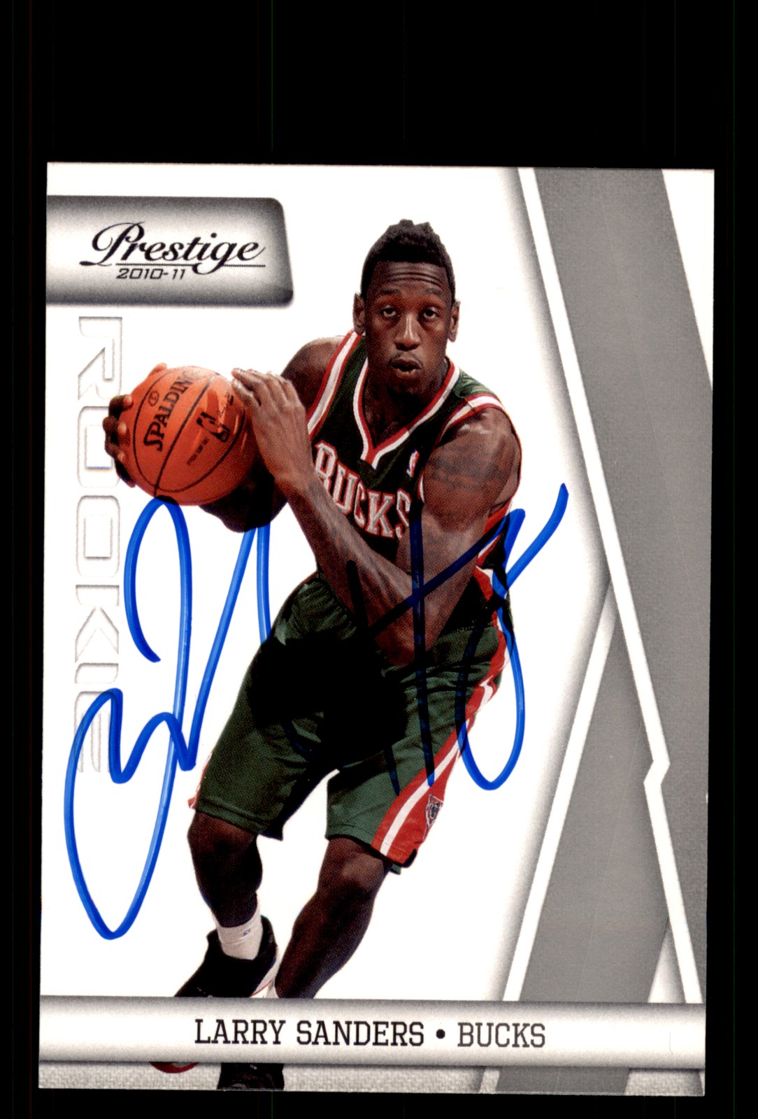 Signed Basketball Card Auto Larry Sanders 2010-11 Panini Prestige #165 Bucks