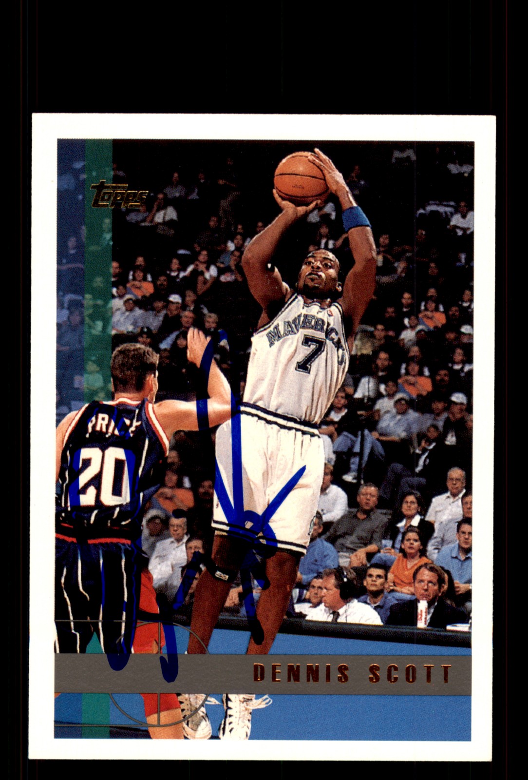 Signed Basketball Card Auto Dennis Scott 1997-98 Topps #131 Dallas Mavericks