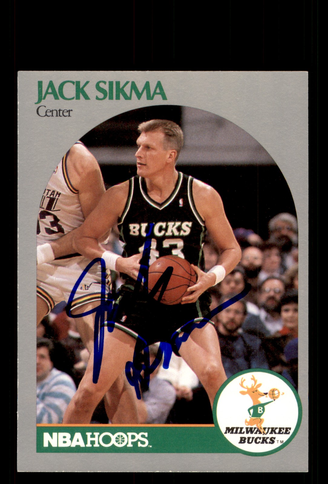 Signed Basketball Card Auto Jack Sikma 1990-91 Hoops #183 Milwaukee Bucks