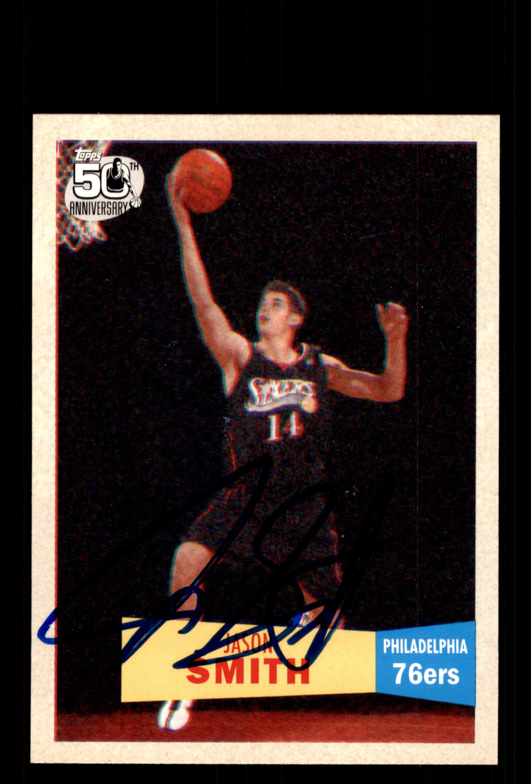 Signed Basketball Card Auto Jason Smith 2007-08 Topps #130 Philadelphia 76ers