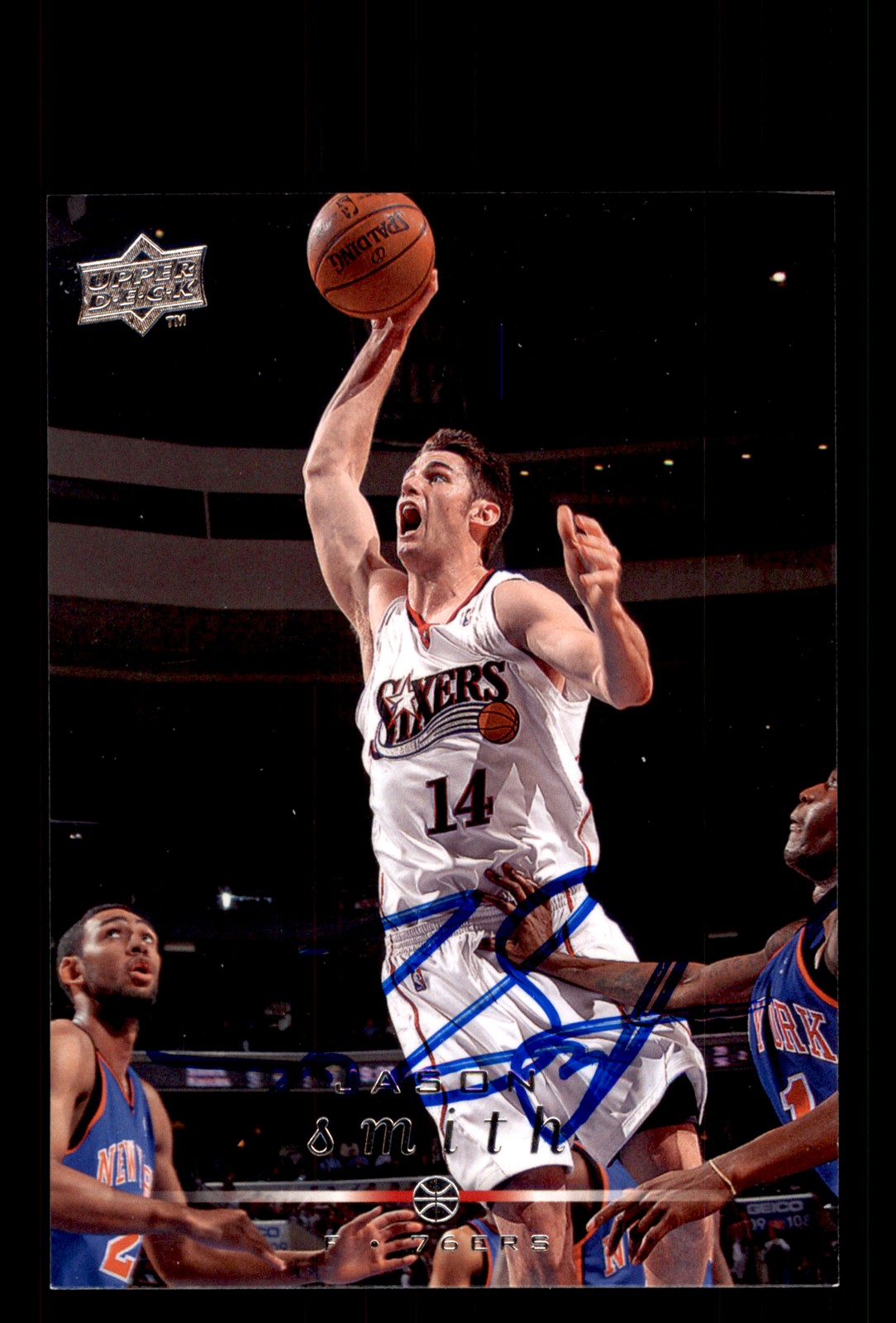 Signed Basketball Card Auto Jason Smith 2008-09 Upper Deck #142 76ers