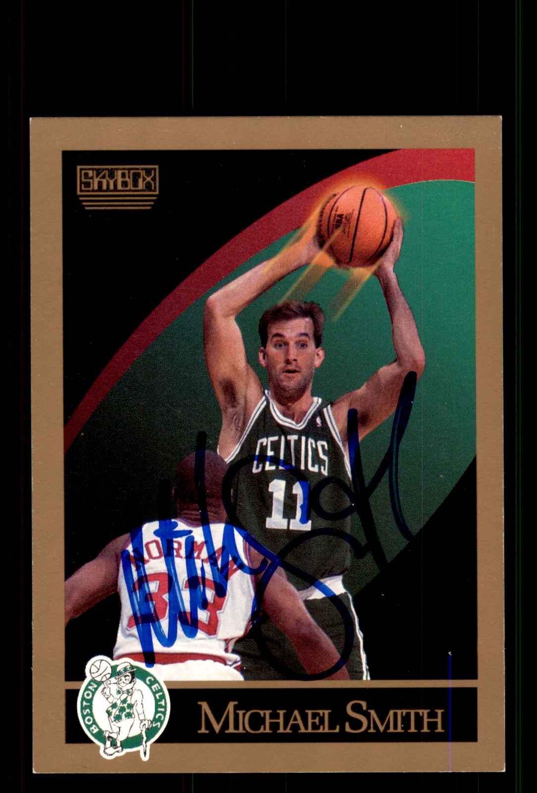 Signed Basketball Card Auto Michael Smith 1990-91 SkyBox #24 Boston Celtics