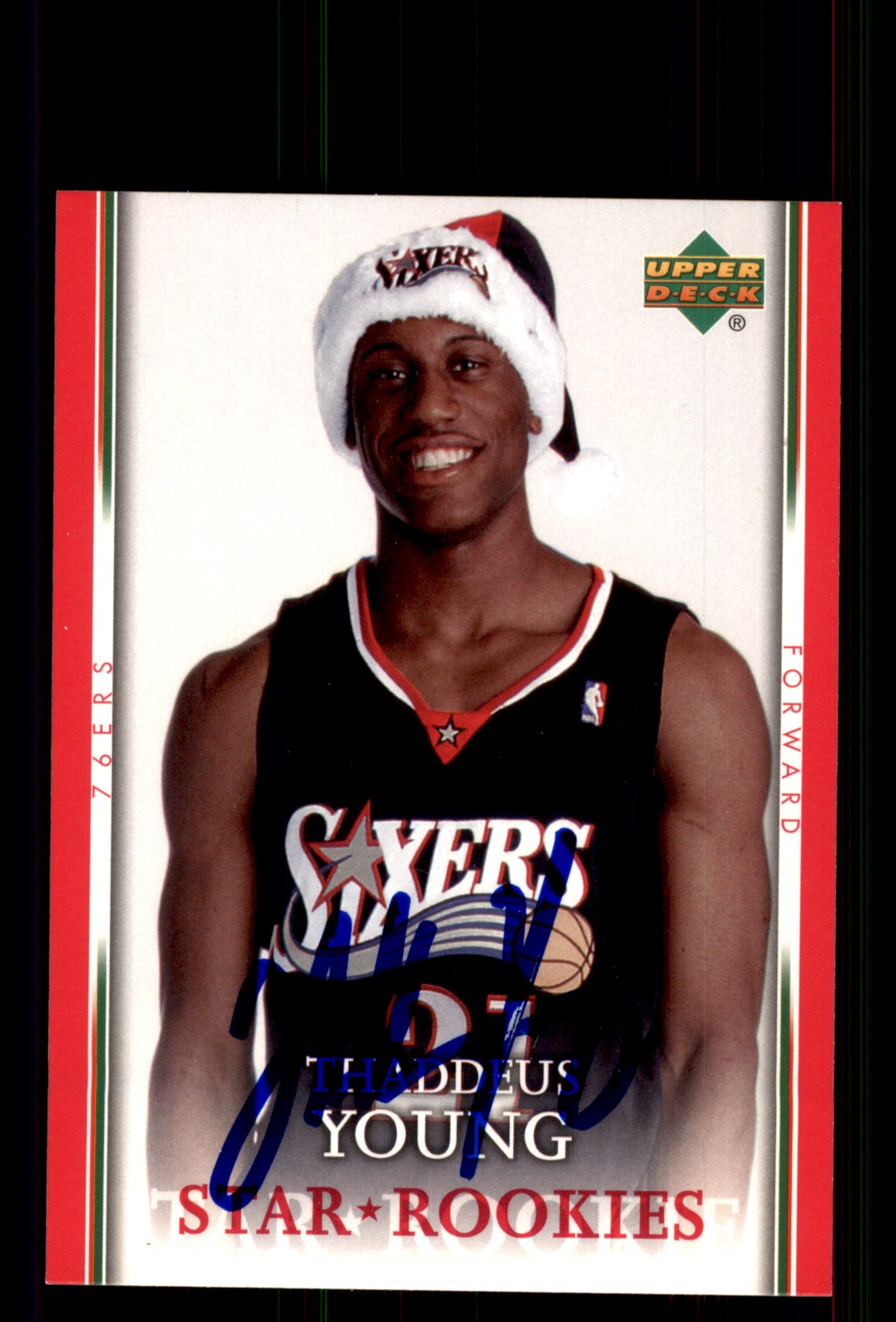 Signed Basketball Card Auto Thaddeus Young 2007-08 Upper Deck #SH-TY 76ers