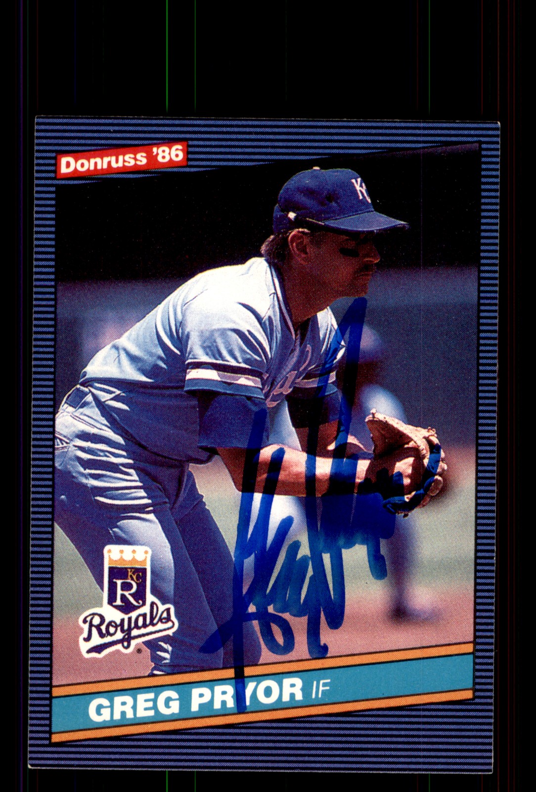 Signed Baseball Card Auto Greg Pryor 1986 Donruss #344 Kansas City Royals