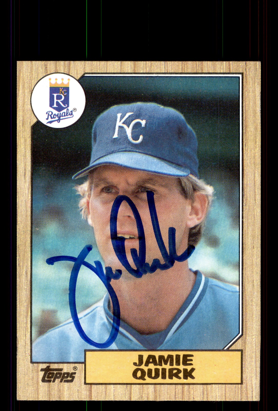Signed Baseball Card Auto Jamie Quirk 1987 Topps #354 Kansas City Royals