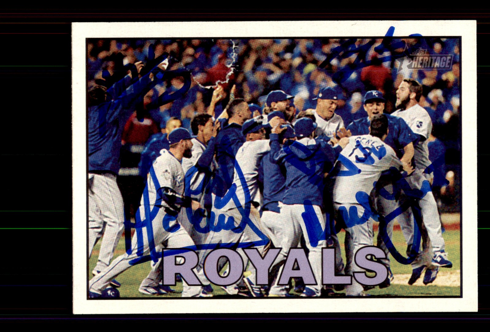 Signed Baseball Card Kansas City Royals 2016 Topps Heritage #349 Multi Autos