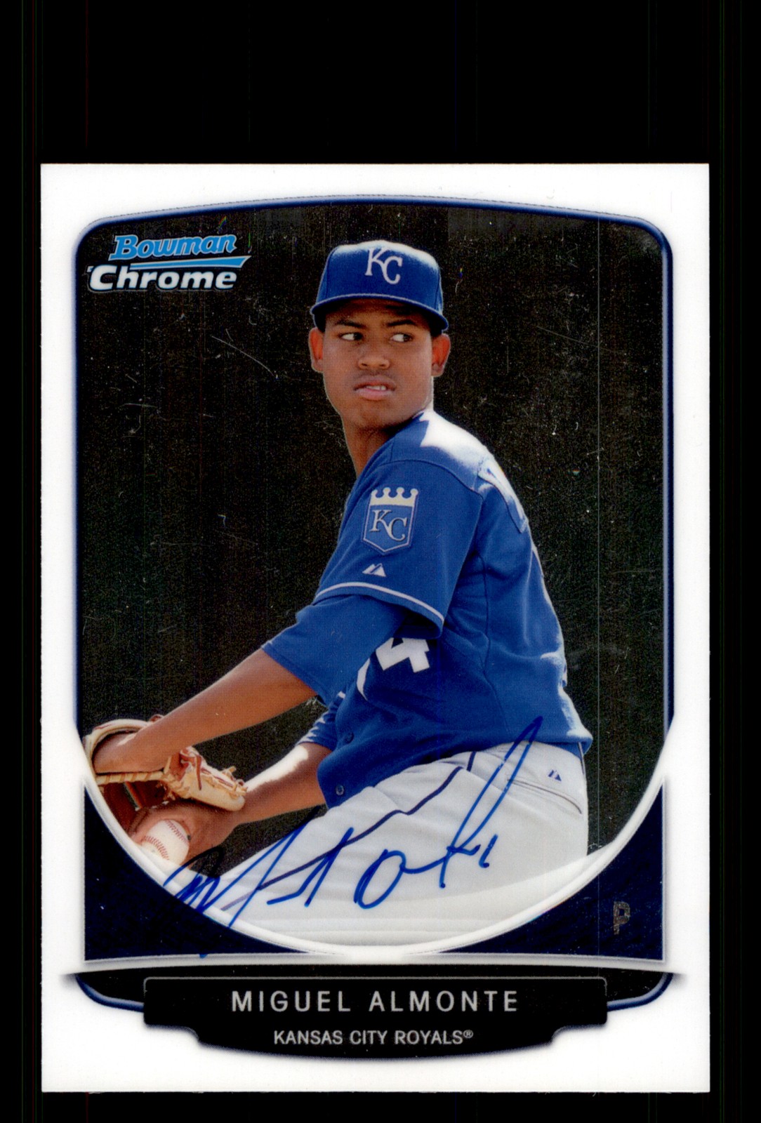 Signed Baseball Card Auto Miguel Almonte 2013 Bowman Chrome #BCP131 Royals