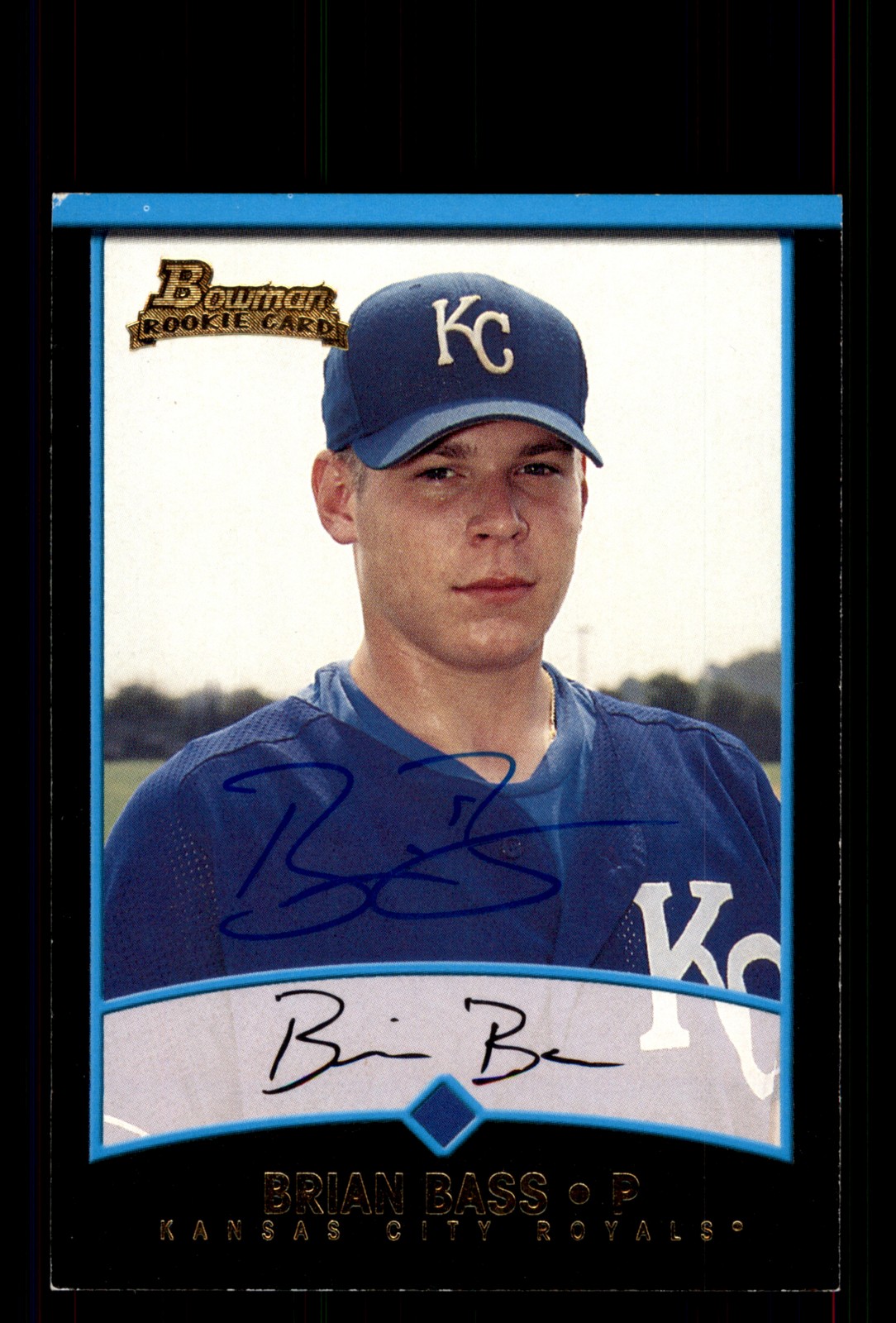 Signed Baseball Card Auto Brian Bass 2001 Bowman #249 Kansas City Royals