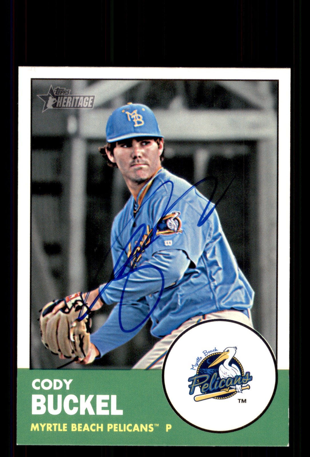 Signed Baseball Card Auto Cody Buckel 2012 Topps Heritage Minor League #104