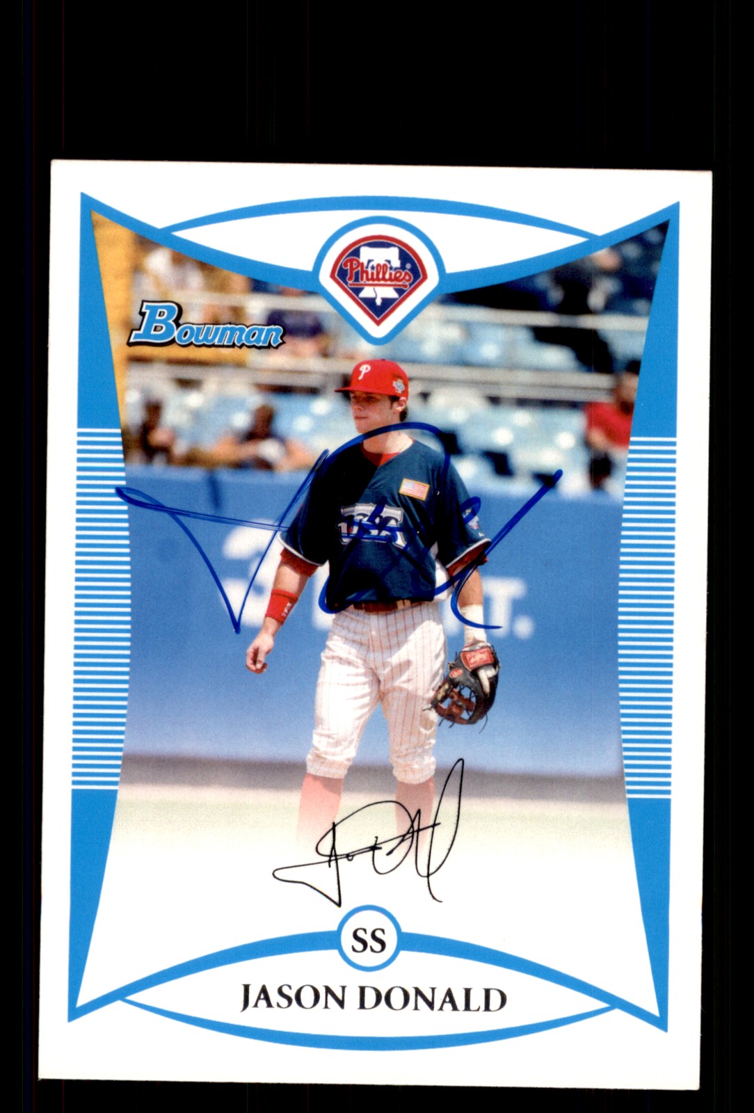 Signed Baseball Card Auto Jason Donald 2008 Bowman Draft #BDPP85
